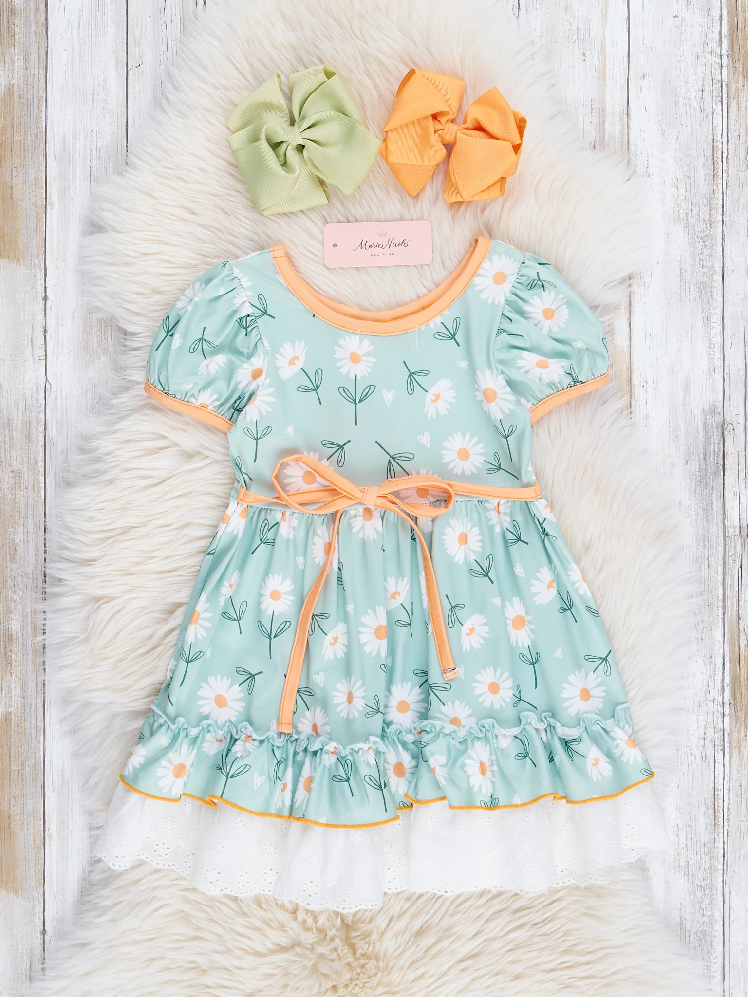 Mint Daisy Garden Lace Hem Dress - Image 3