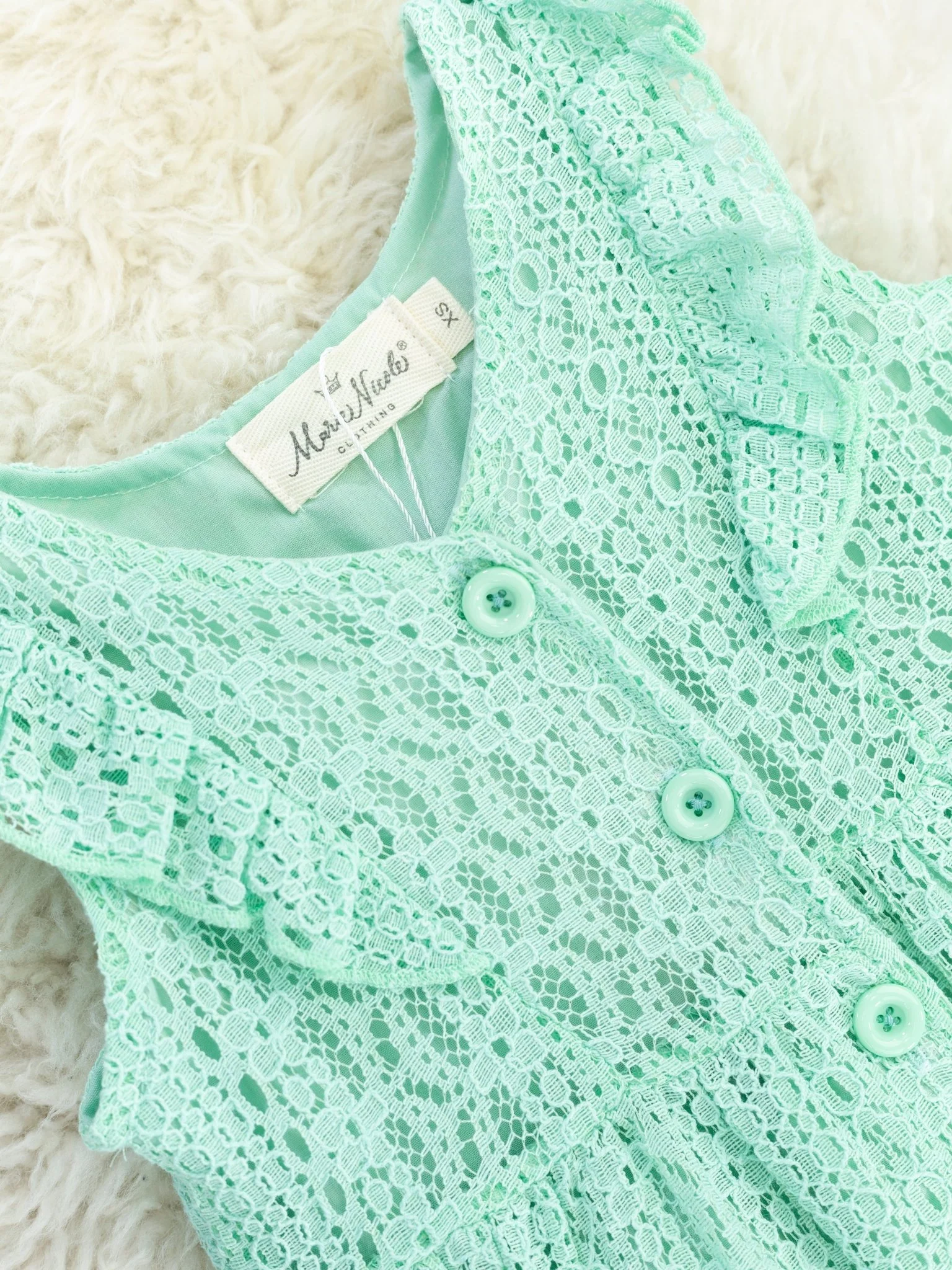 Mint Lace Button Dress - Image 2