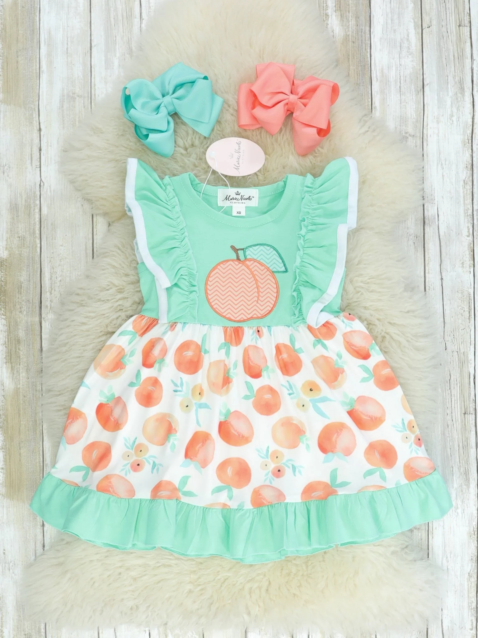 Mint & Peach Ruffle Dress