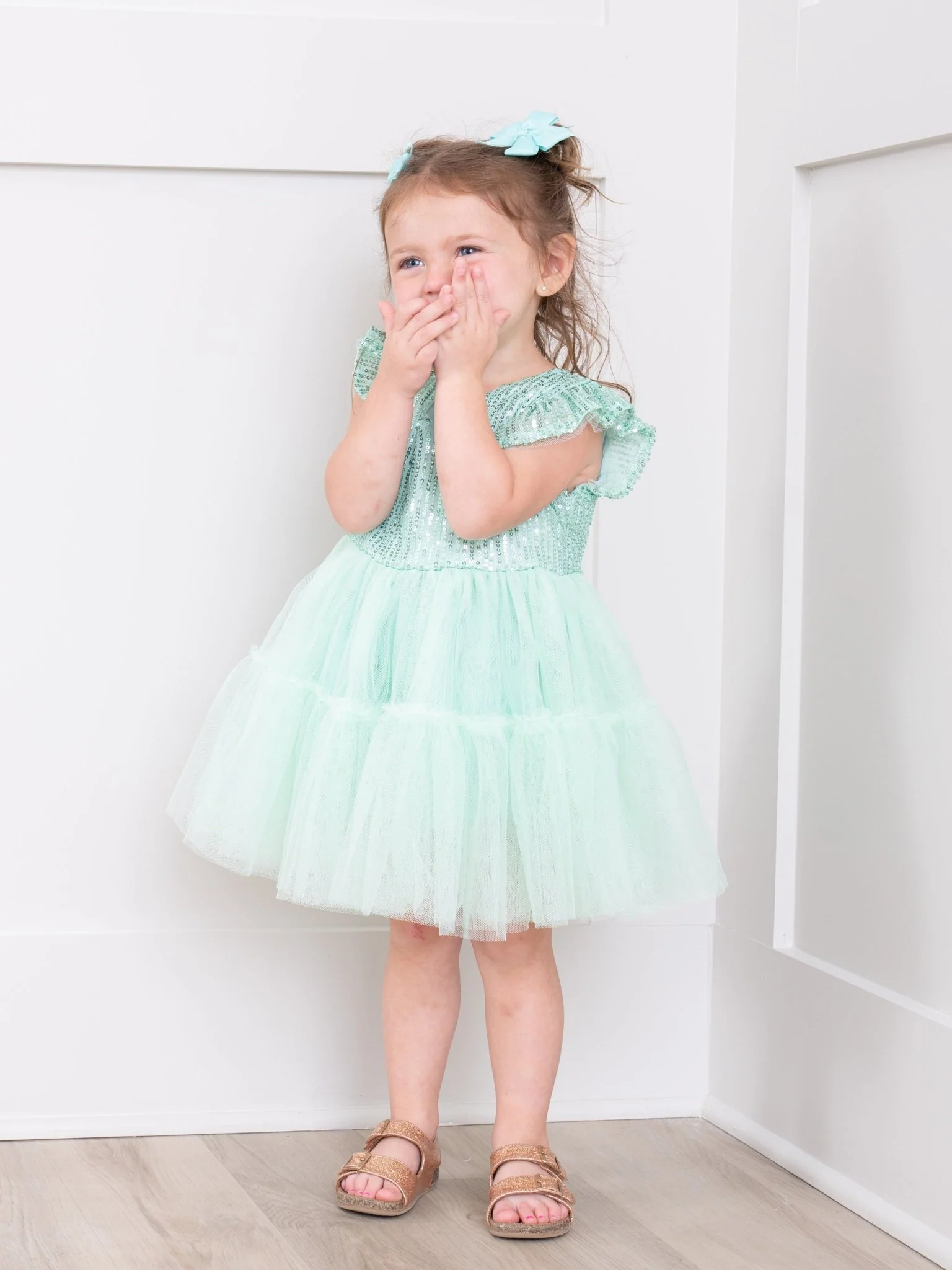Mint Sequin Tiered Tulle Dress - Image 2