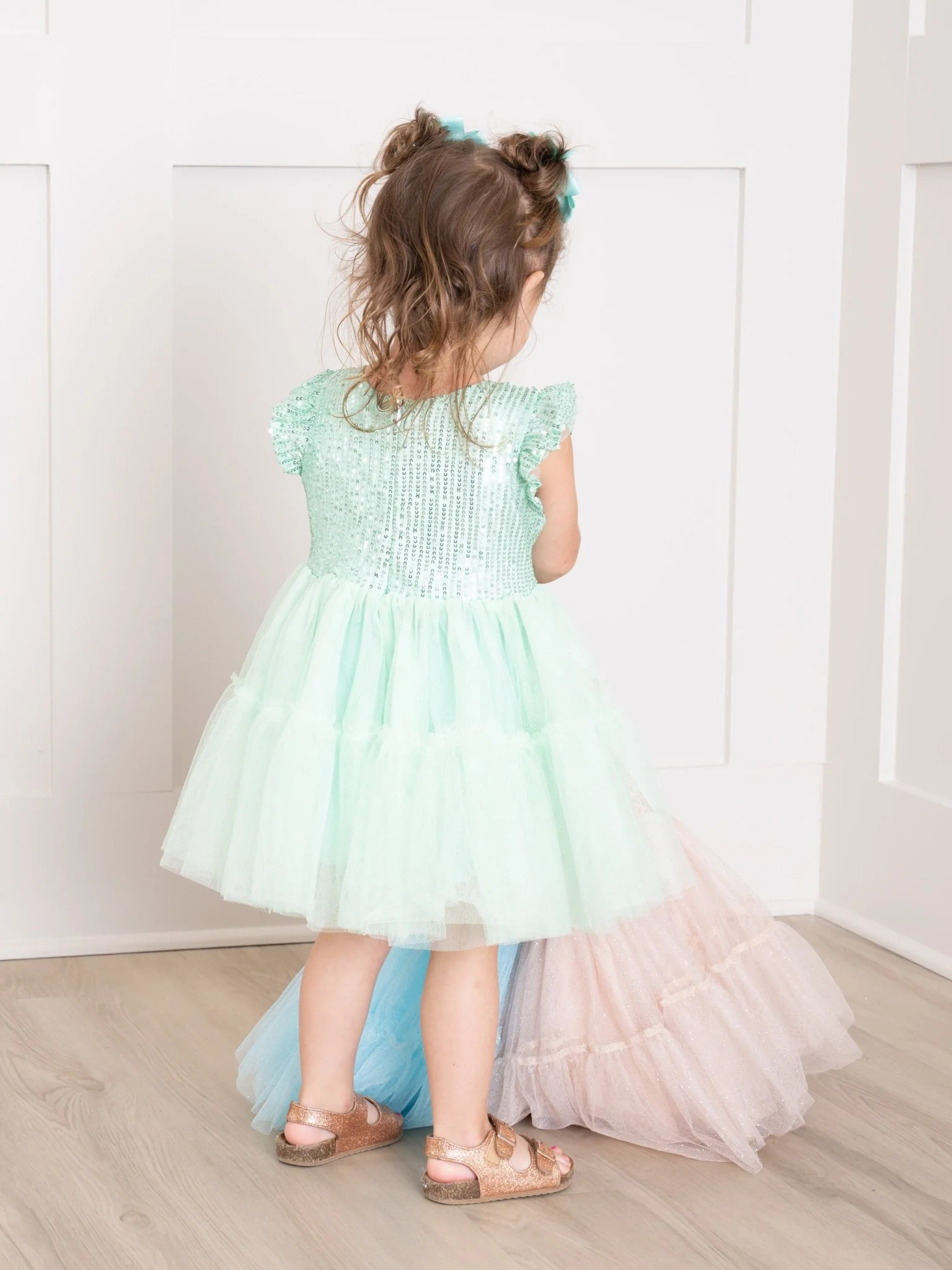 Mint Sequin Tiered Tulle Dress - Image 3