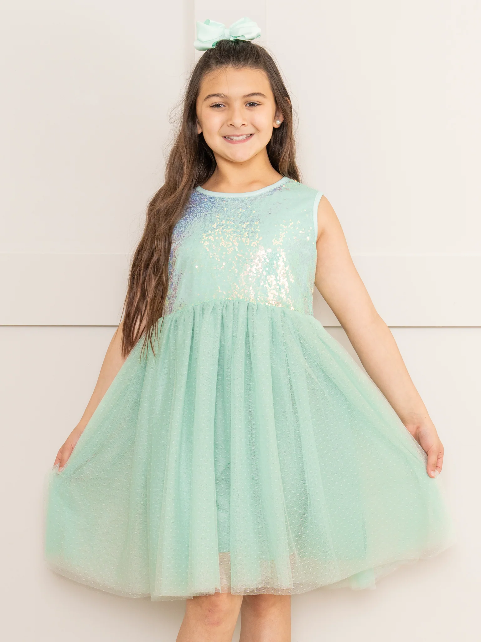 Mint Sleeveless Sparkle Party Dress - Image 2