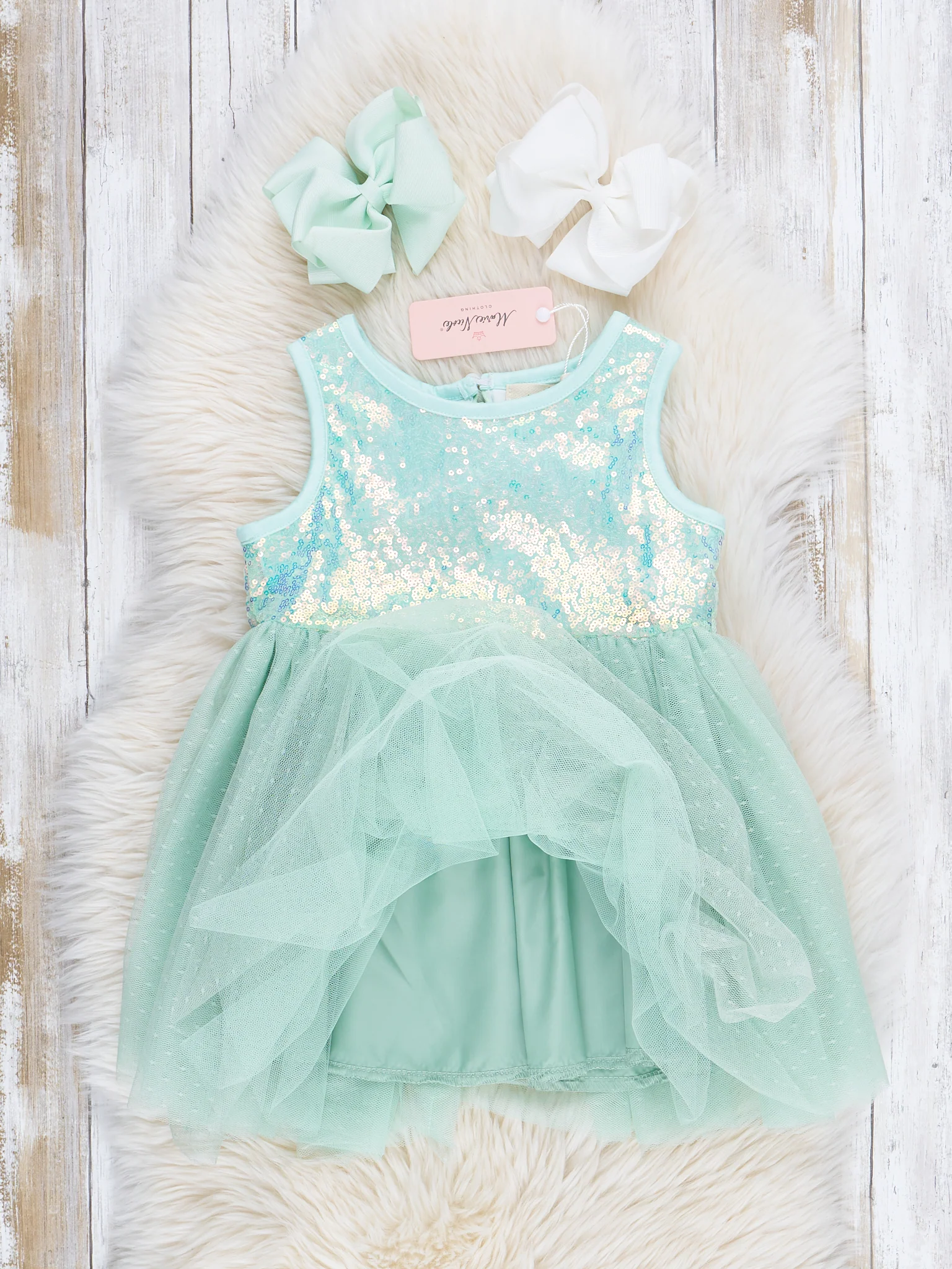 Mint Sleeveless Sparkle Party Dress - Image 3