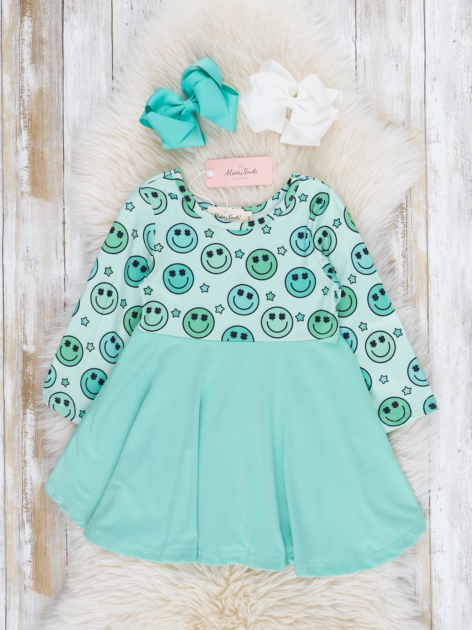 Mint Smileys Swing Dress