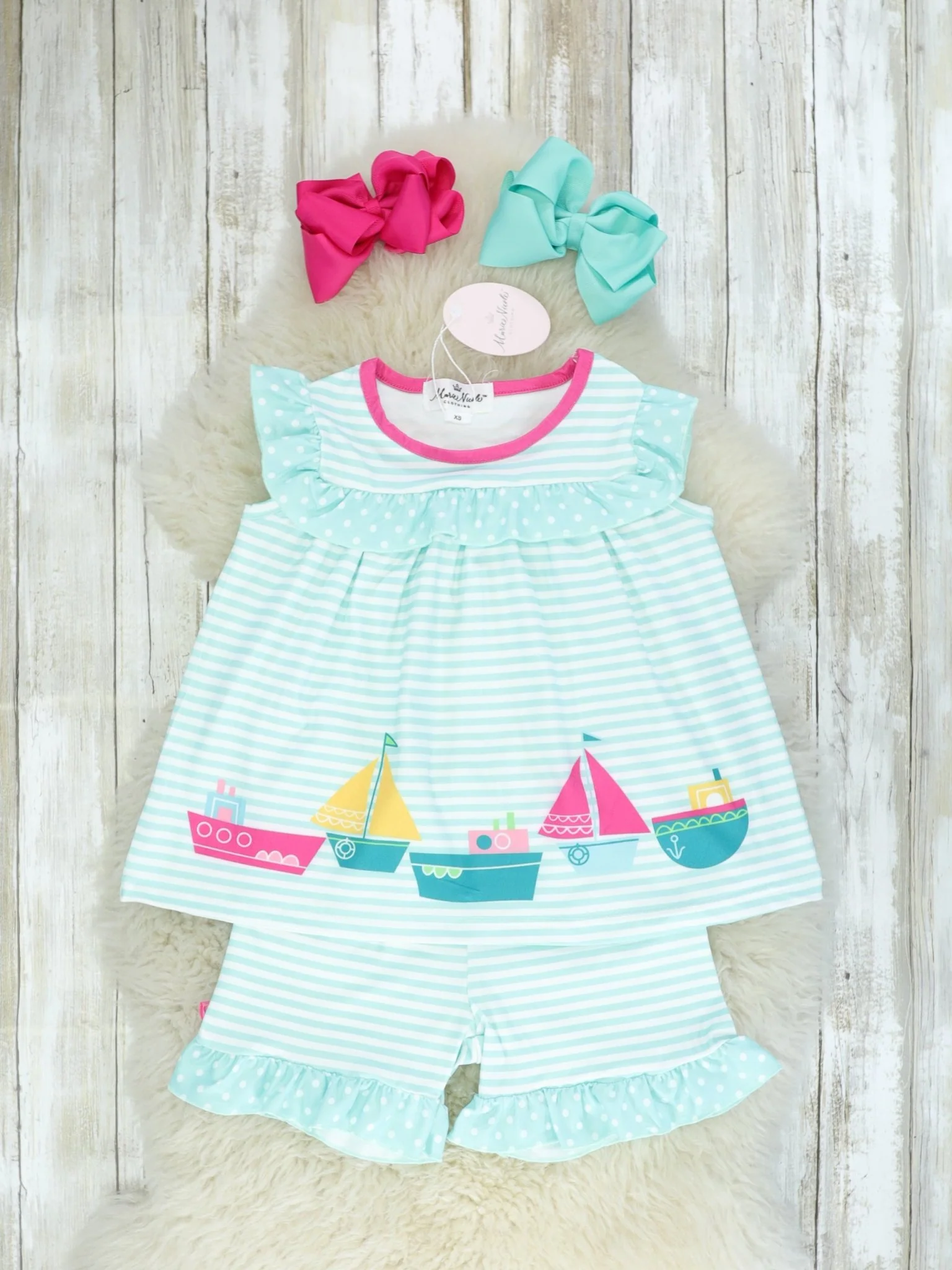 Mint Striped Boat Outfit