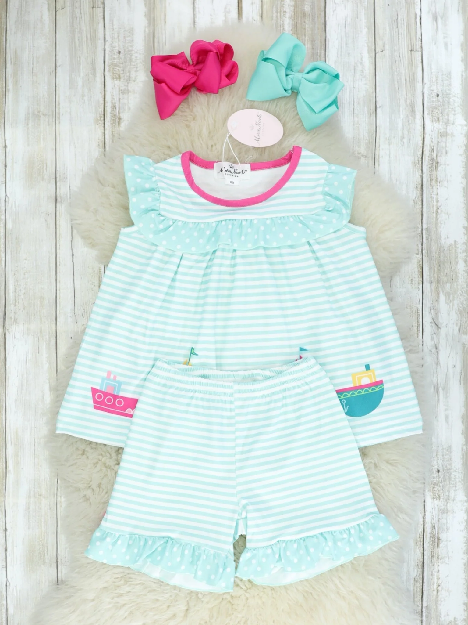 Mint Striped Boat Outfit - Image 2