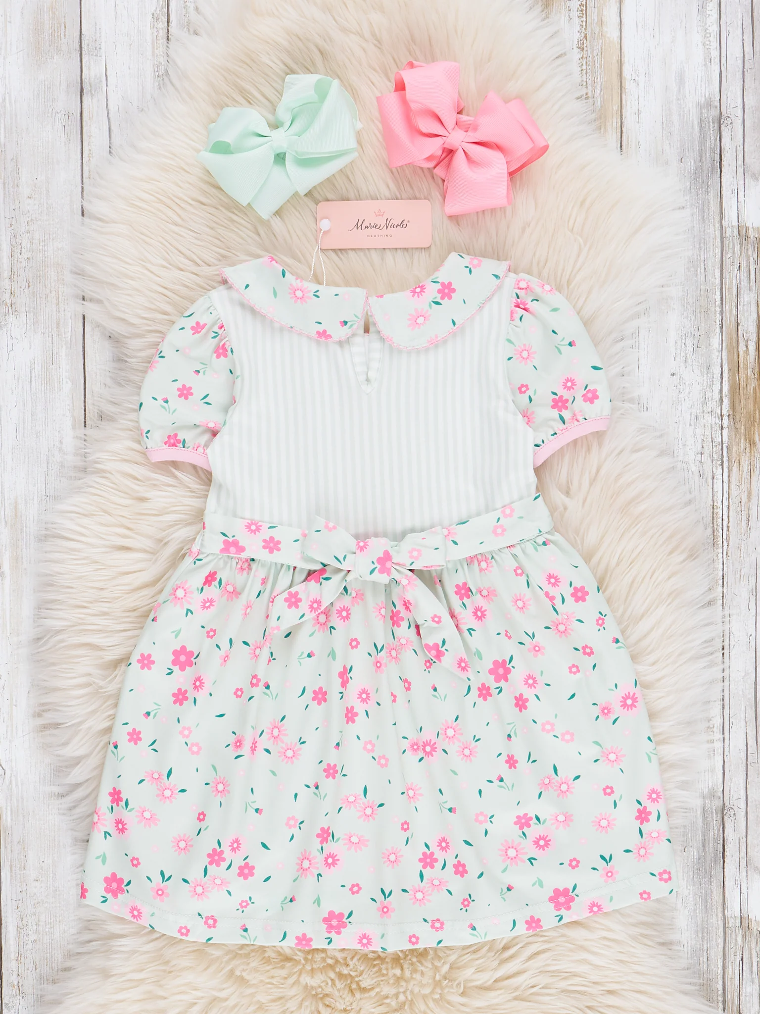Minty Florals Ruffle Tie Dress - Image 2