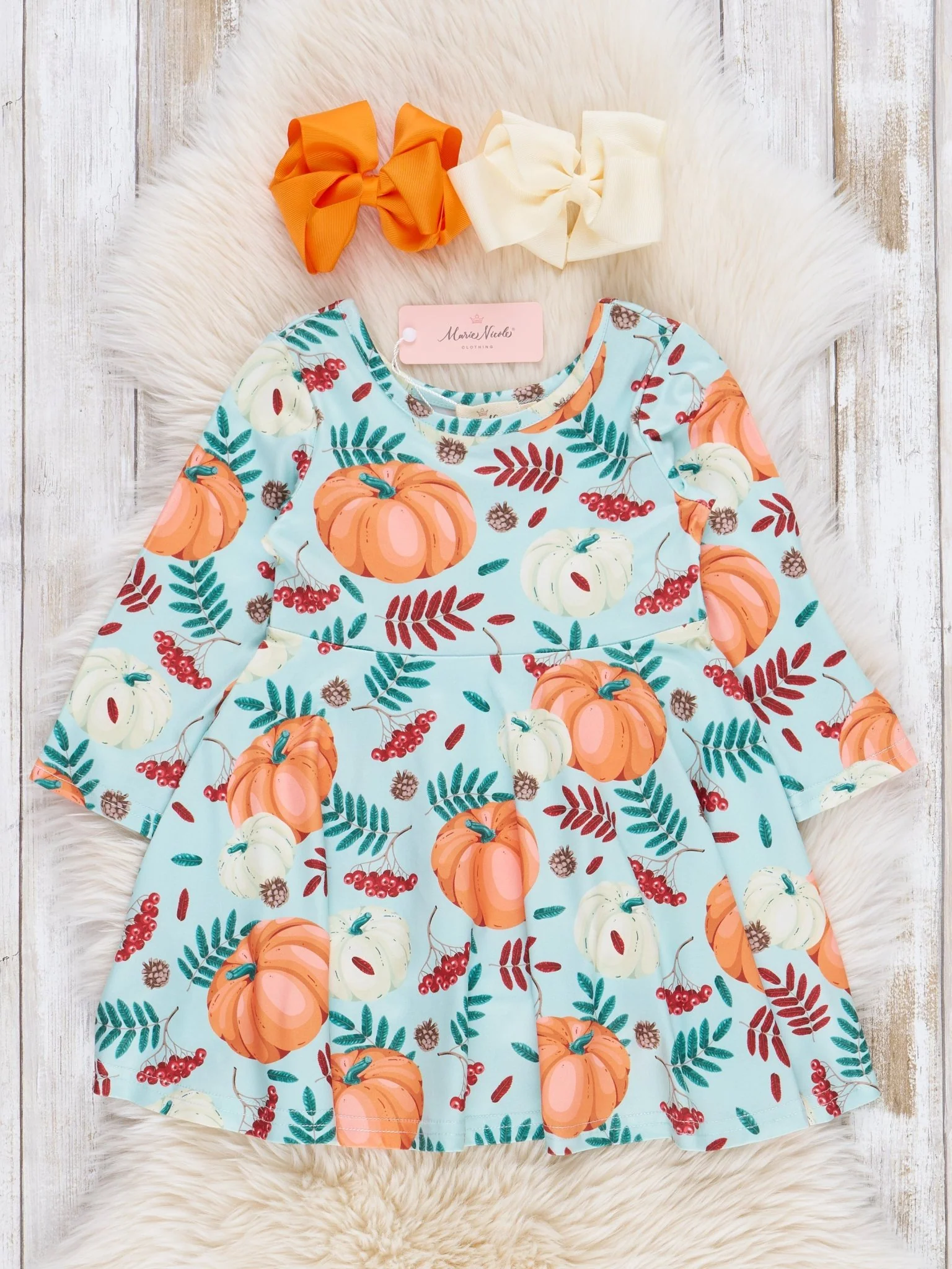 Minty Pumpkins & Berries Swing Dress