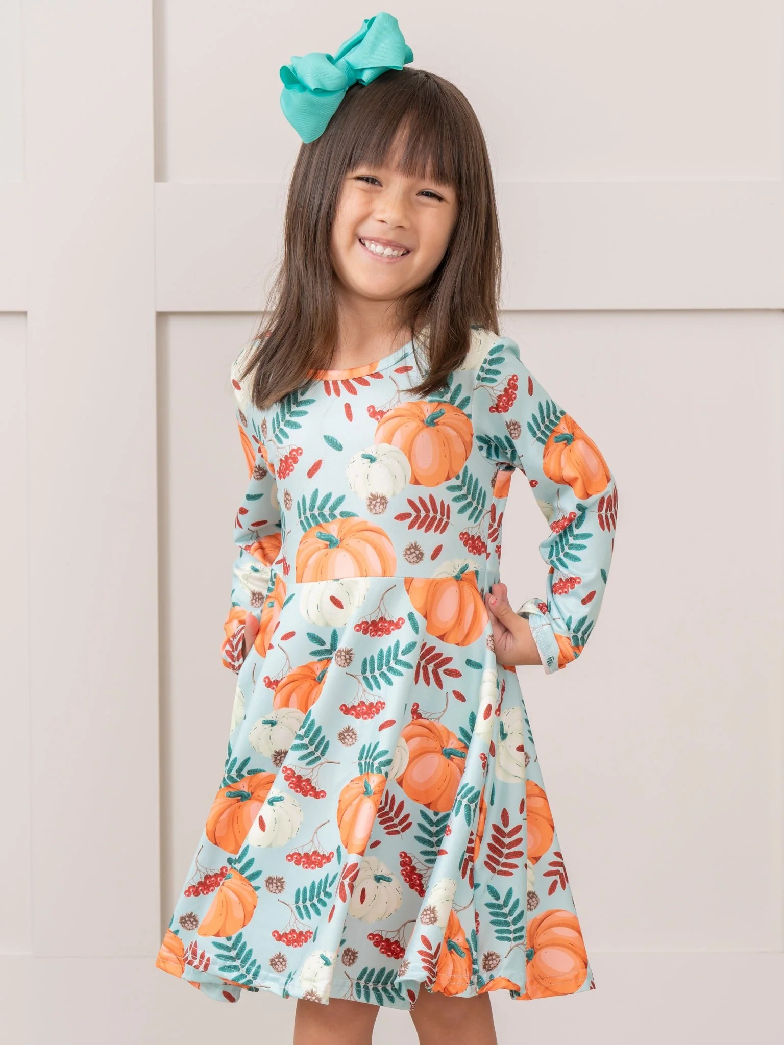Minty Pumpkins & Berries Swing Dress - Image 2