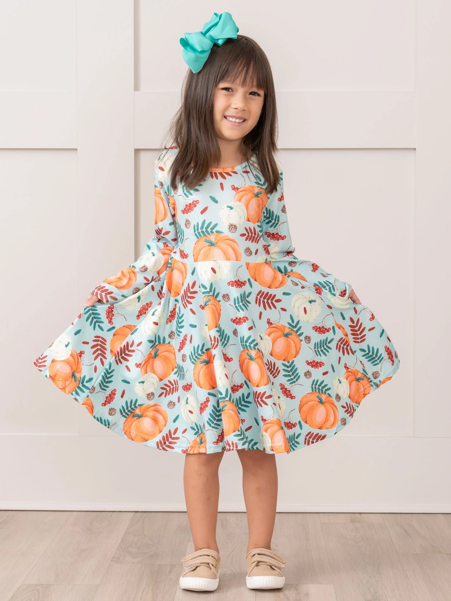 Minty Pumpkins & Berries Swing Dress - Image 3