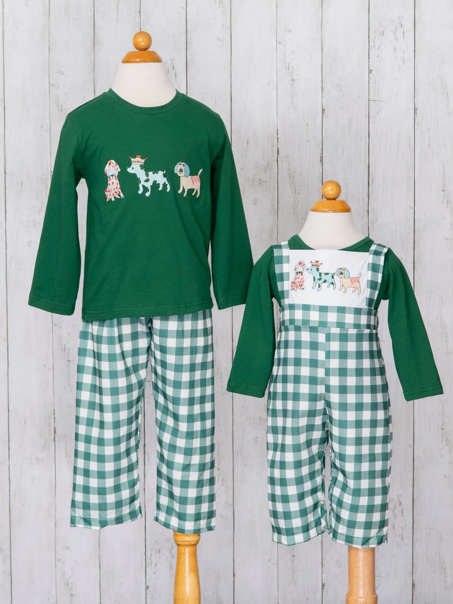 MNC Royal Pups™ Green Gingham Overall Johnny - Image 6