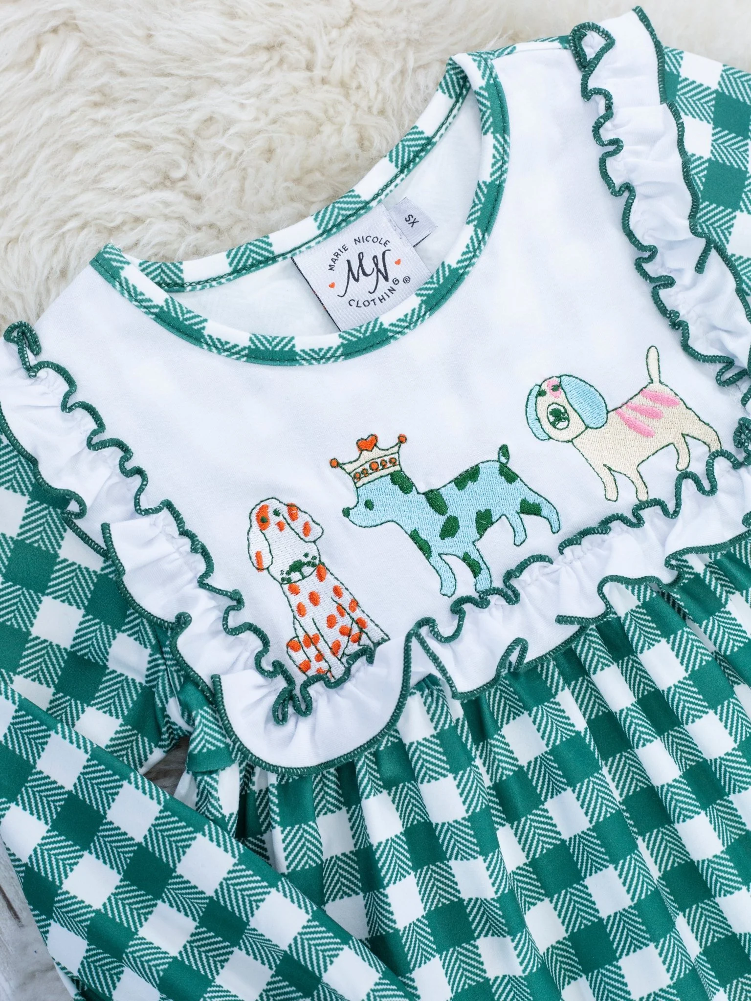 MNC Royal Pups™ Green Gingham Pocket Dress - Image 3
