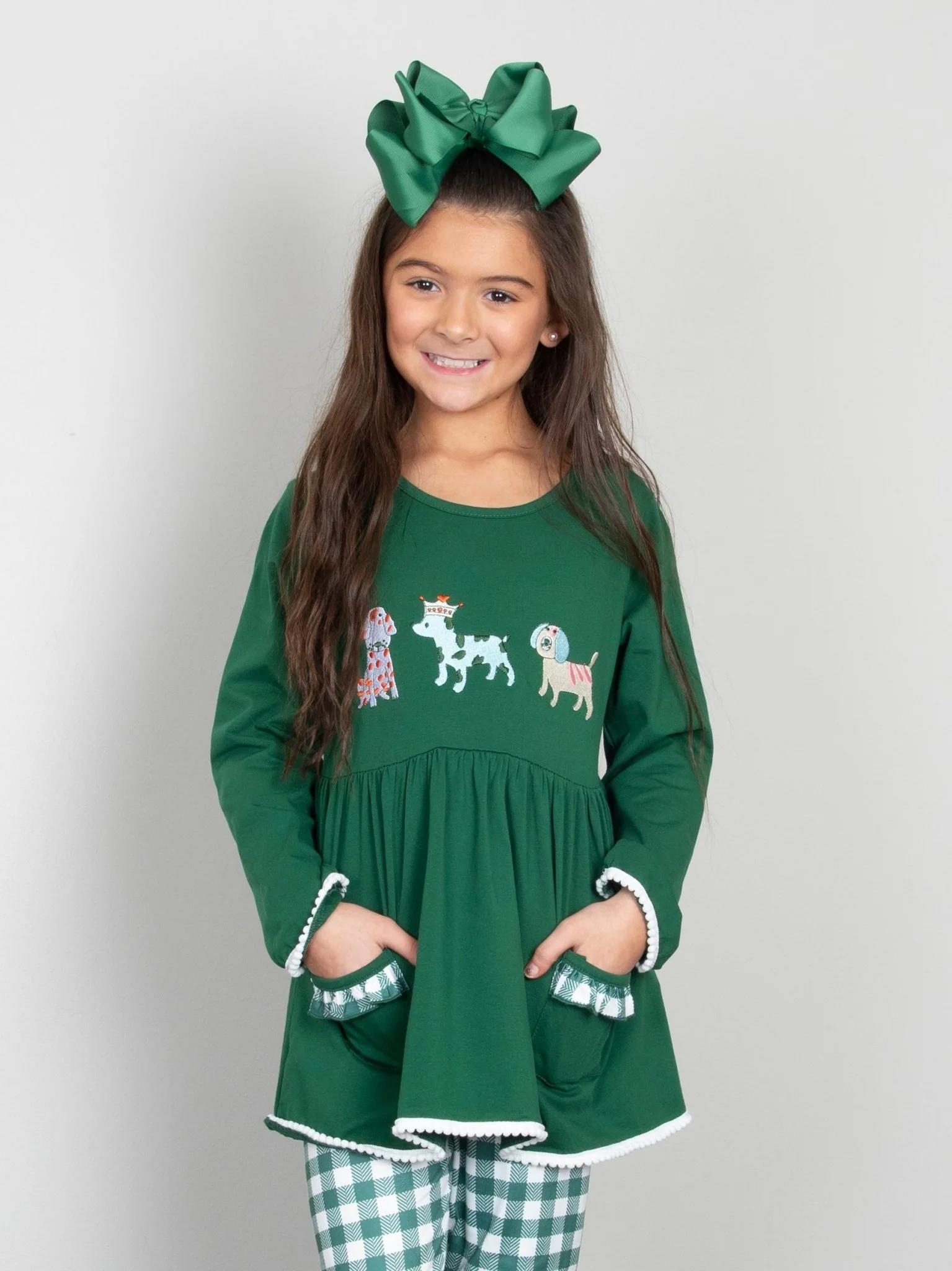 MNC Royal Pups™ Green Gingham Pocket Outfit