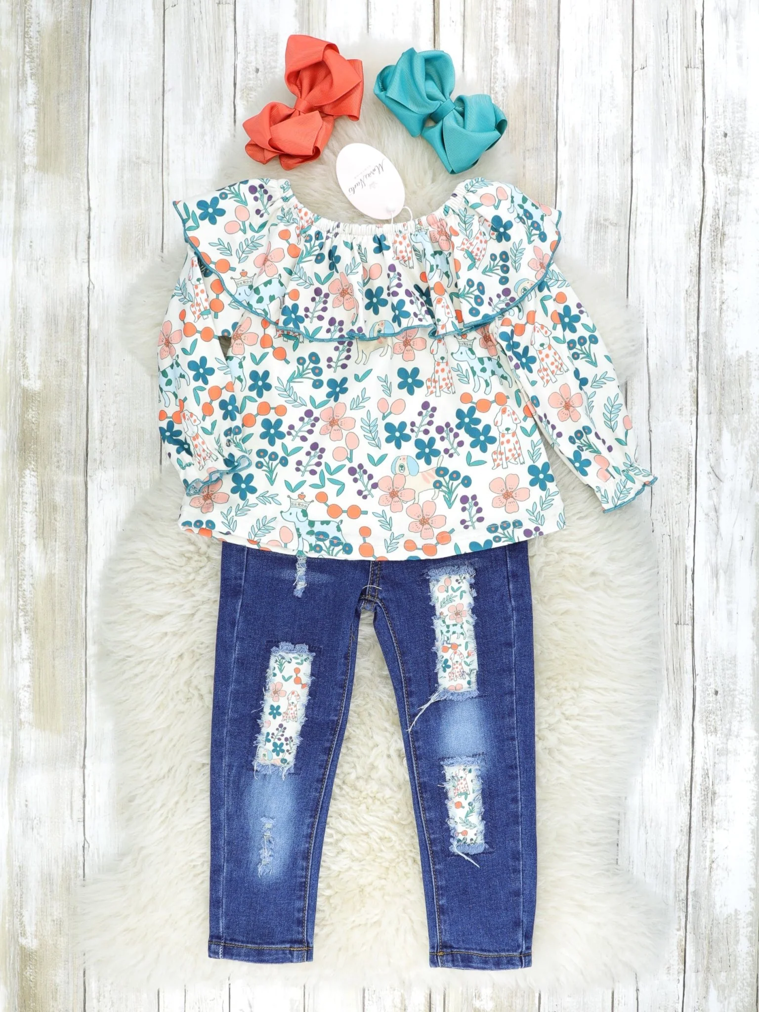 MNC Royal Pups™ - Round Ruffle Denim Outfit
