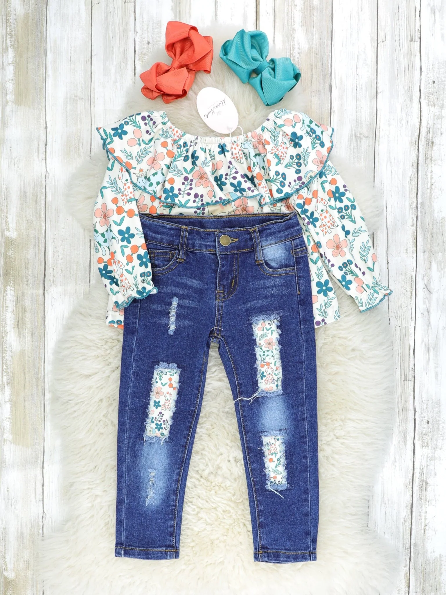 MNC Royal Pups™ - Round Ruffle Denim Outfit - Image 2