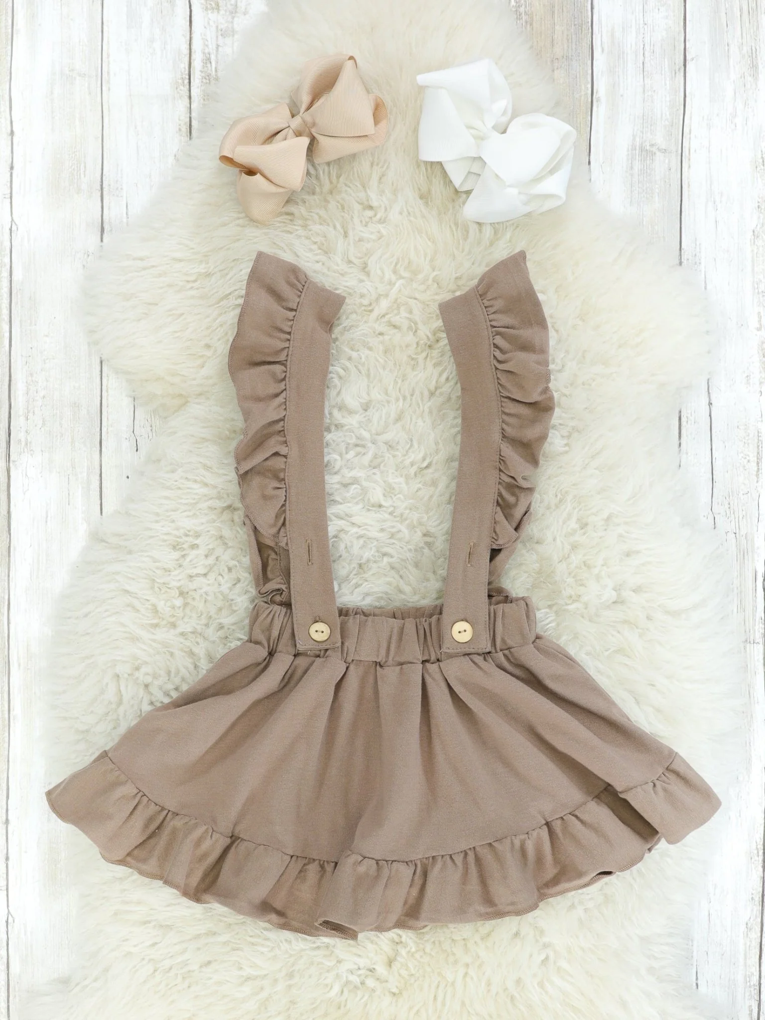 Mocha & White Suspender Skirt Set - Image 3