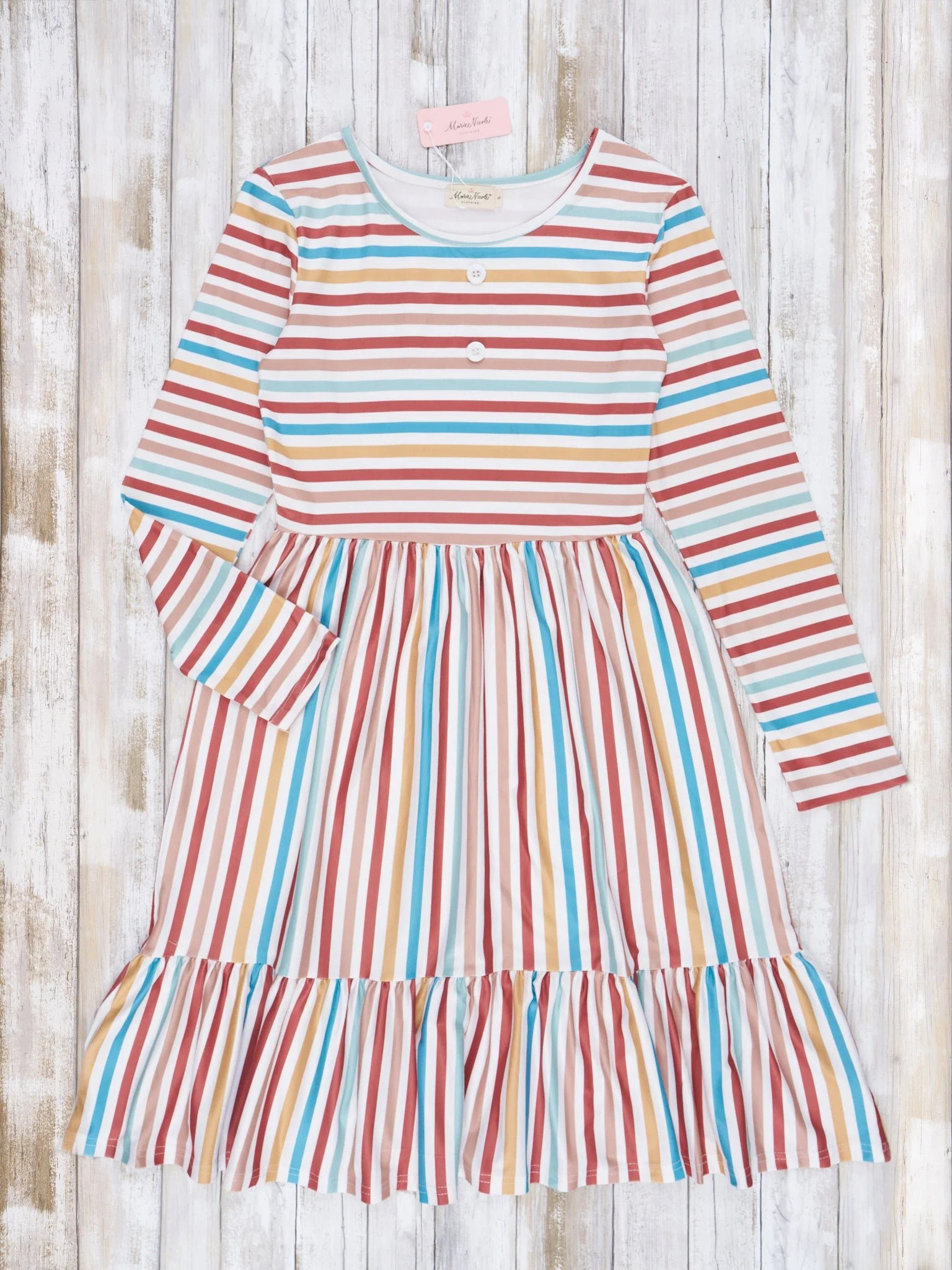 Mom & Me Autumn Stripe Tiered Ruffle Dress - Image 3