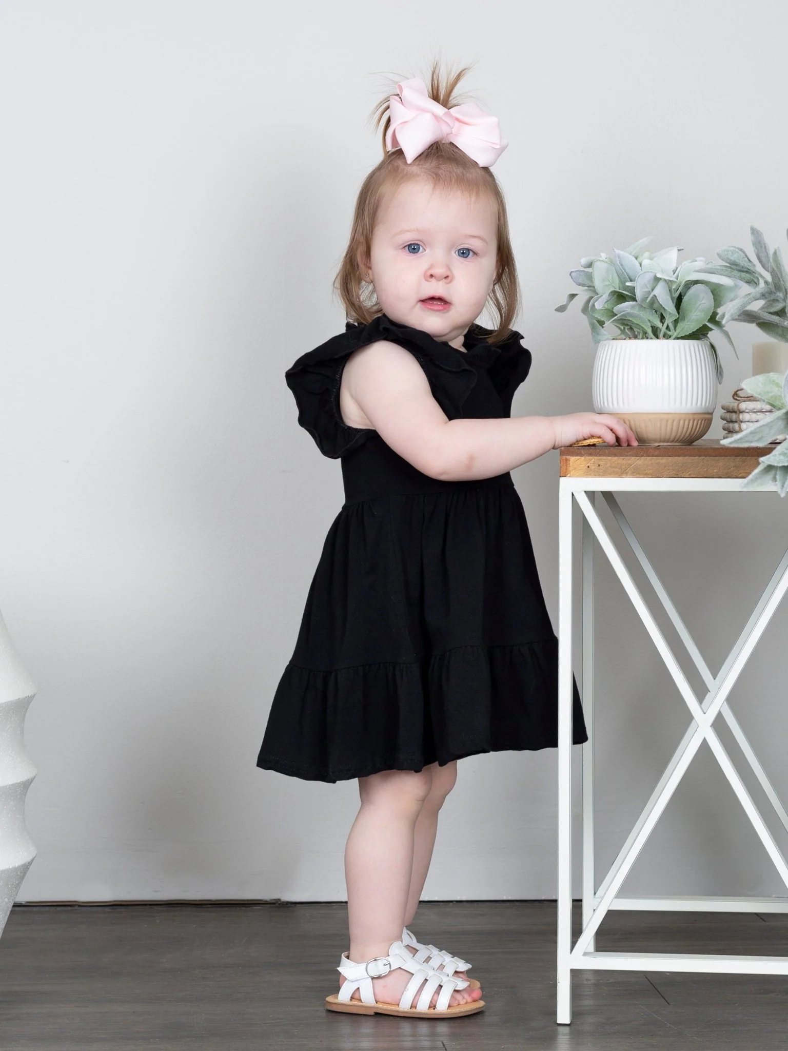 Mom & Me Black Tiered Mock Neck Dress - Image 3