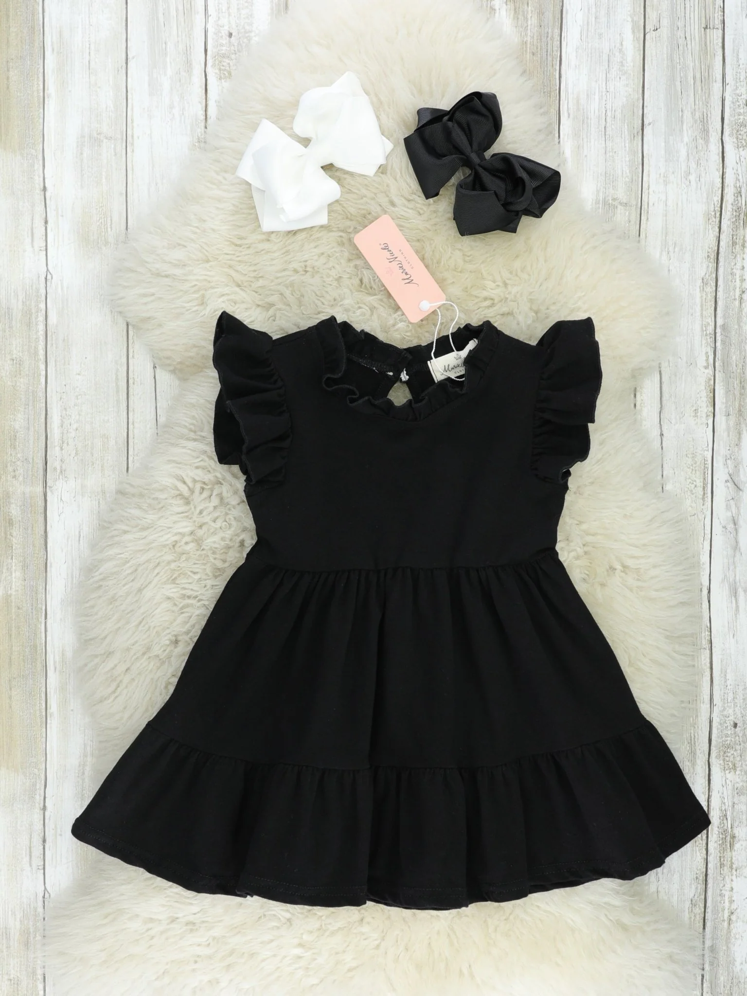 Mom & Me Black Tiered Mock Neck Dress - Image 4