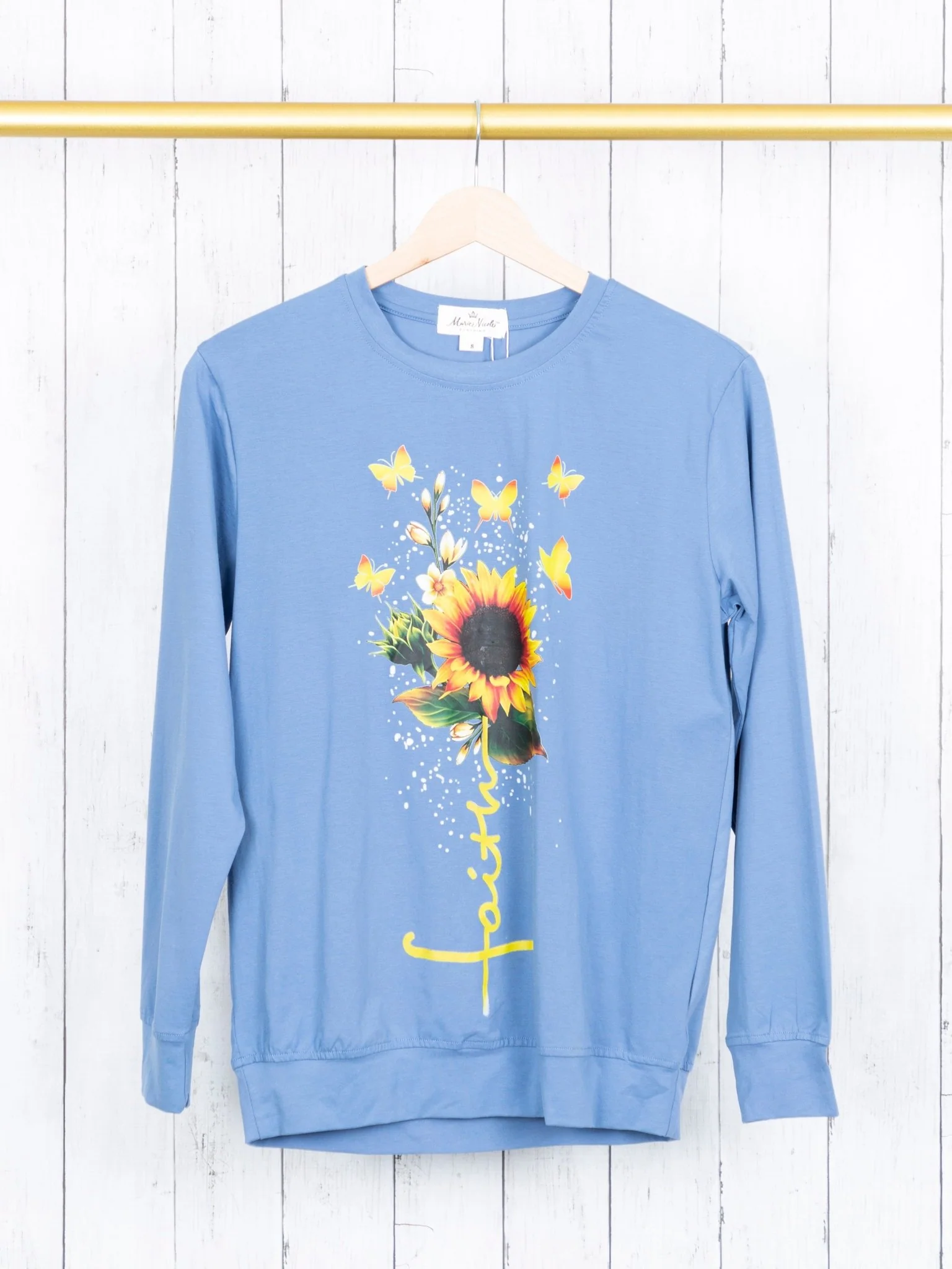 Mom & Me Blue "Faith" Sunflower Pullover - Image 3