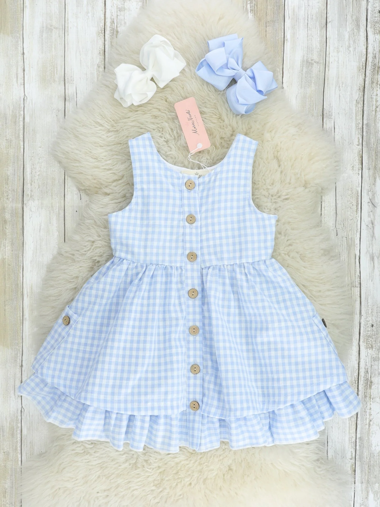 Mom & Me Blue Gingham Button Dress & Romper - Image 4