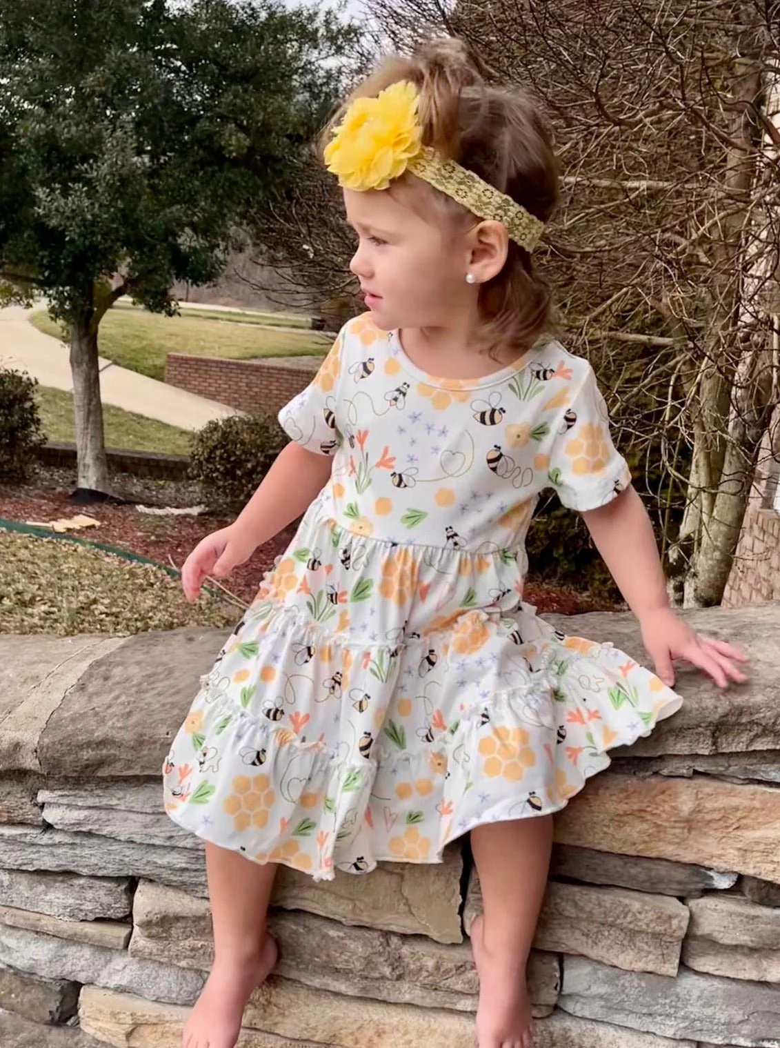 Mom & Me Busy Bee Tiered Dress - Image 2