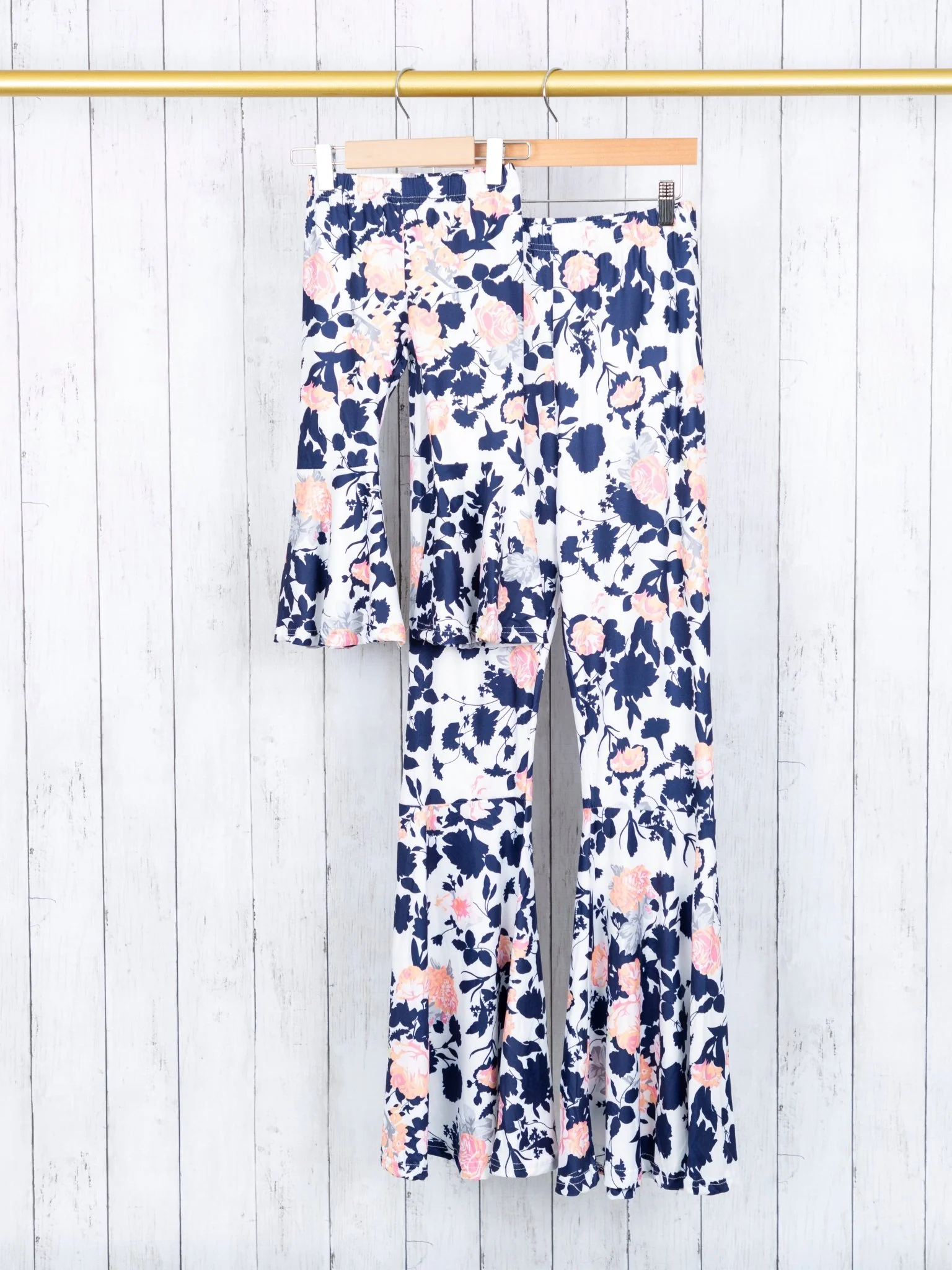 Mom & Me Coral Floral Bell Bottoms - Image 3