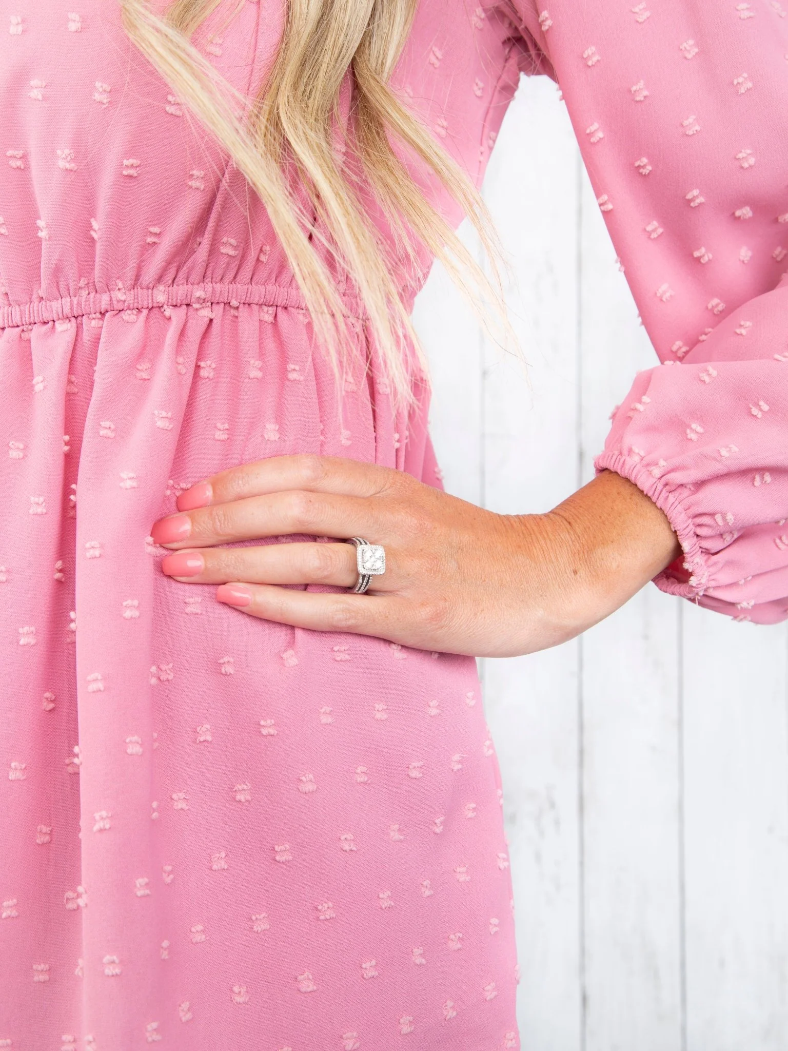 Mom & Me Dusty Rose Swiss Dot Off Shoulder Top - Image 4