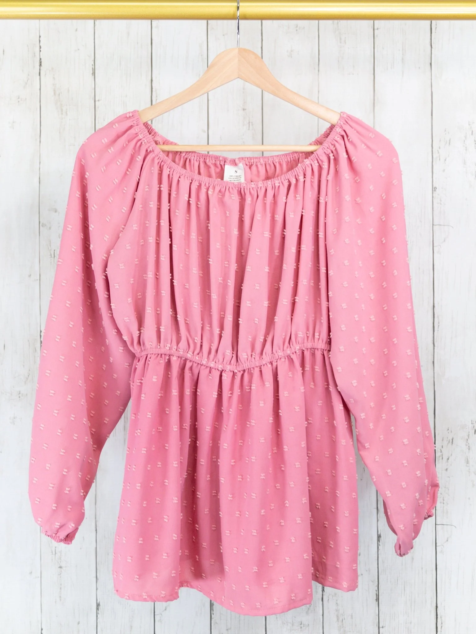 Mom & Me Dusty Rose Swiss Dot Off Shoulder Top - Image 6