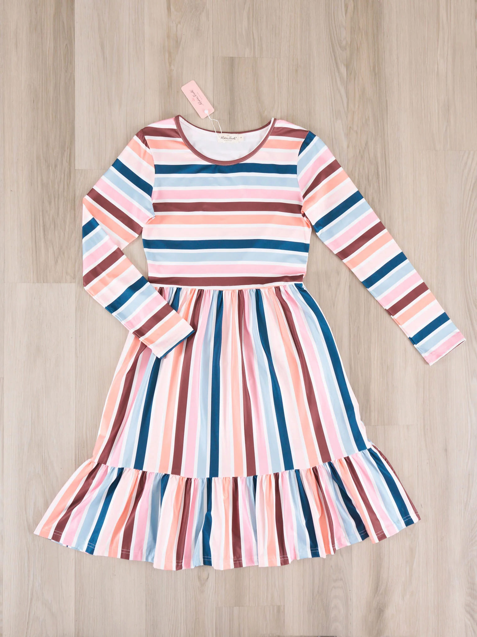 Mom & Me Fall Stripe Tiered Ruffle Dress - Image 3
