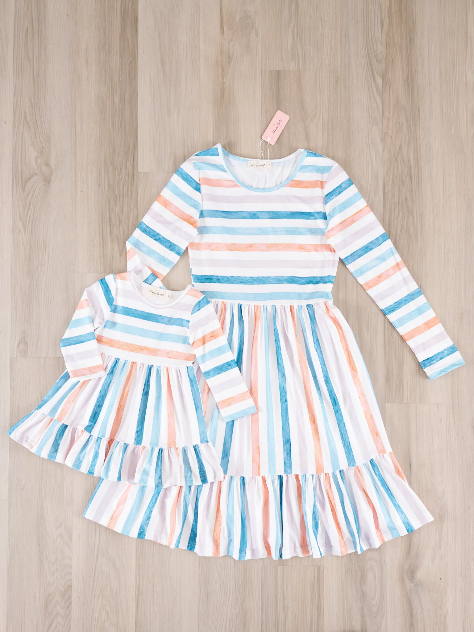 Mom & Me Fall Stripe Tiered Ruffle Dress - Image 4
