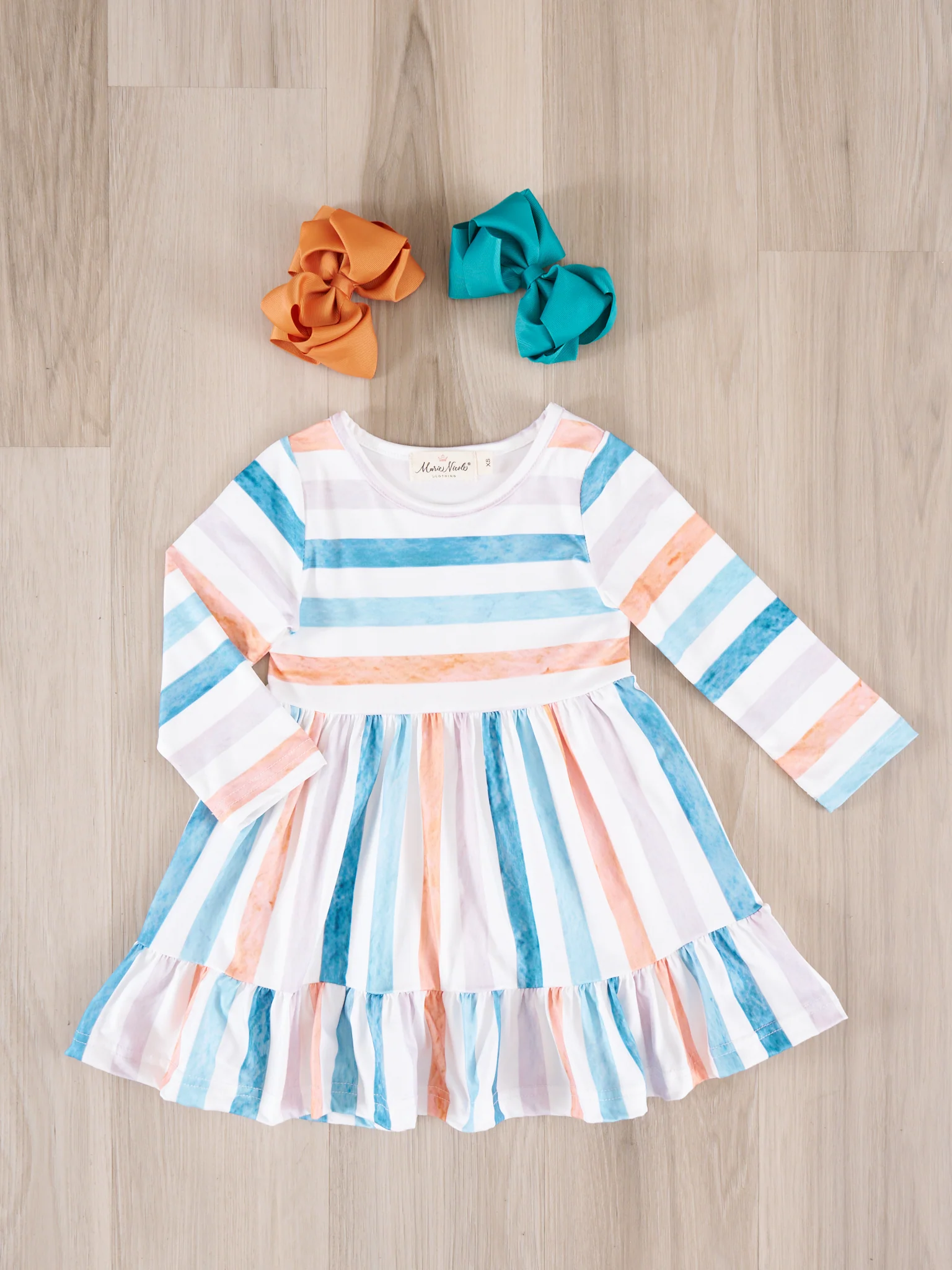 Mom & Me Fall Stripe Tiered Ruffle Dress - Image 5