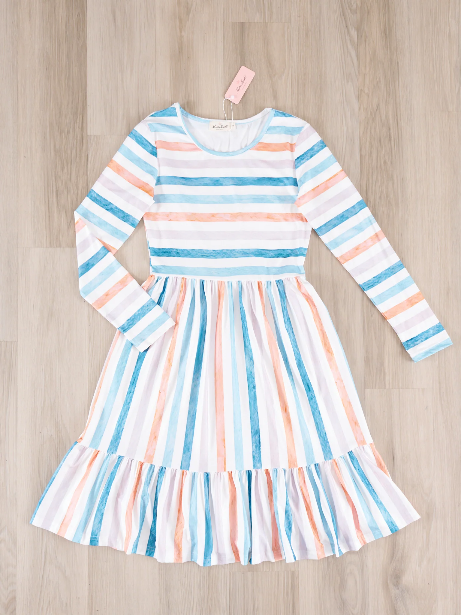Mom & Me Fall Stripe Tiered Ruffle Dress - Image 6