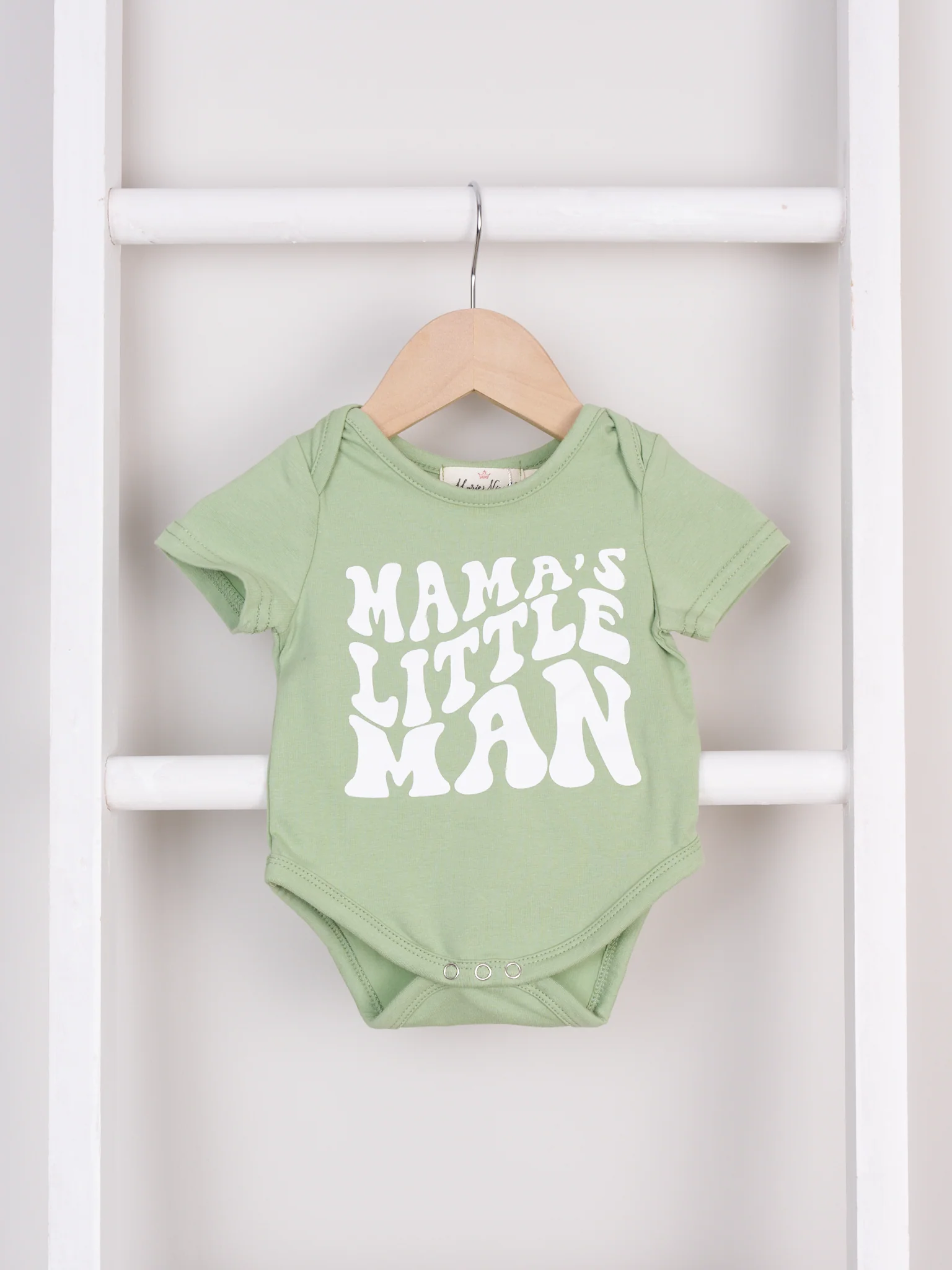 Mom & Me Green "Mama/ Little Man" Graphic Shirt & Romper - Image 2