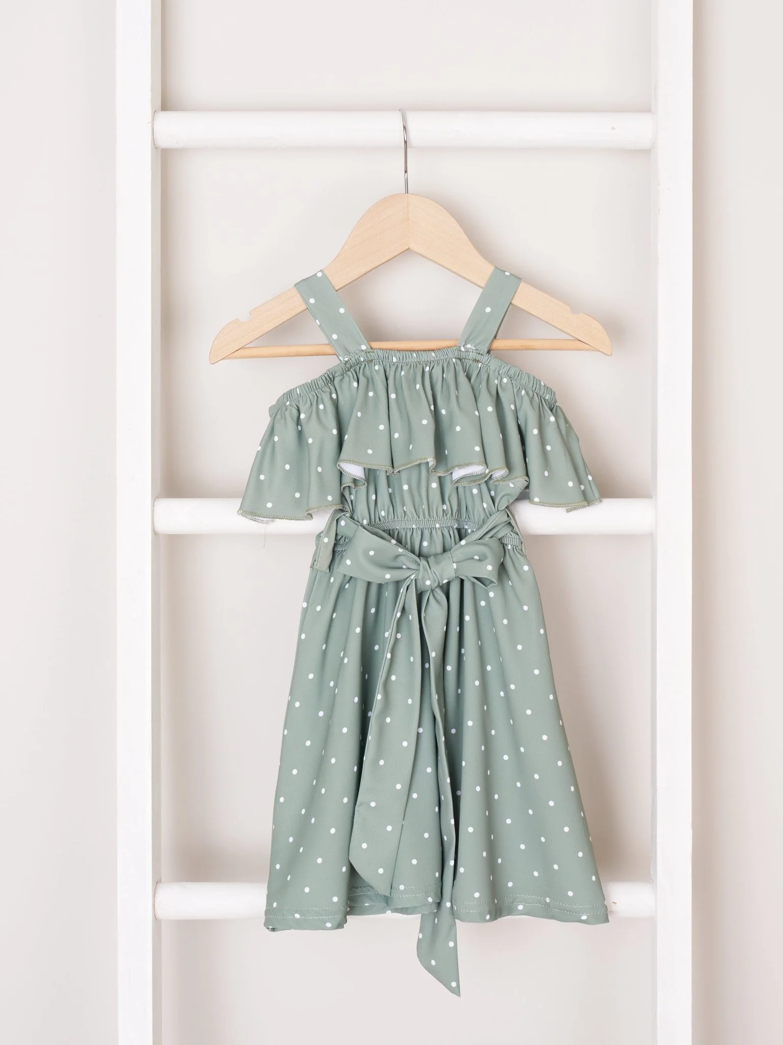 Mom & Me Green Polka Dot Ruffle Dress - Image 3