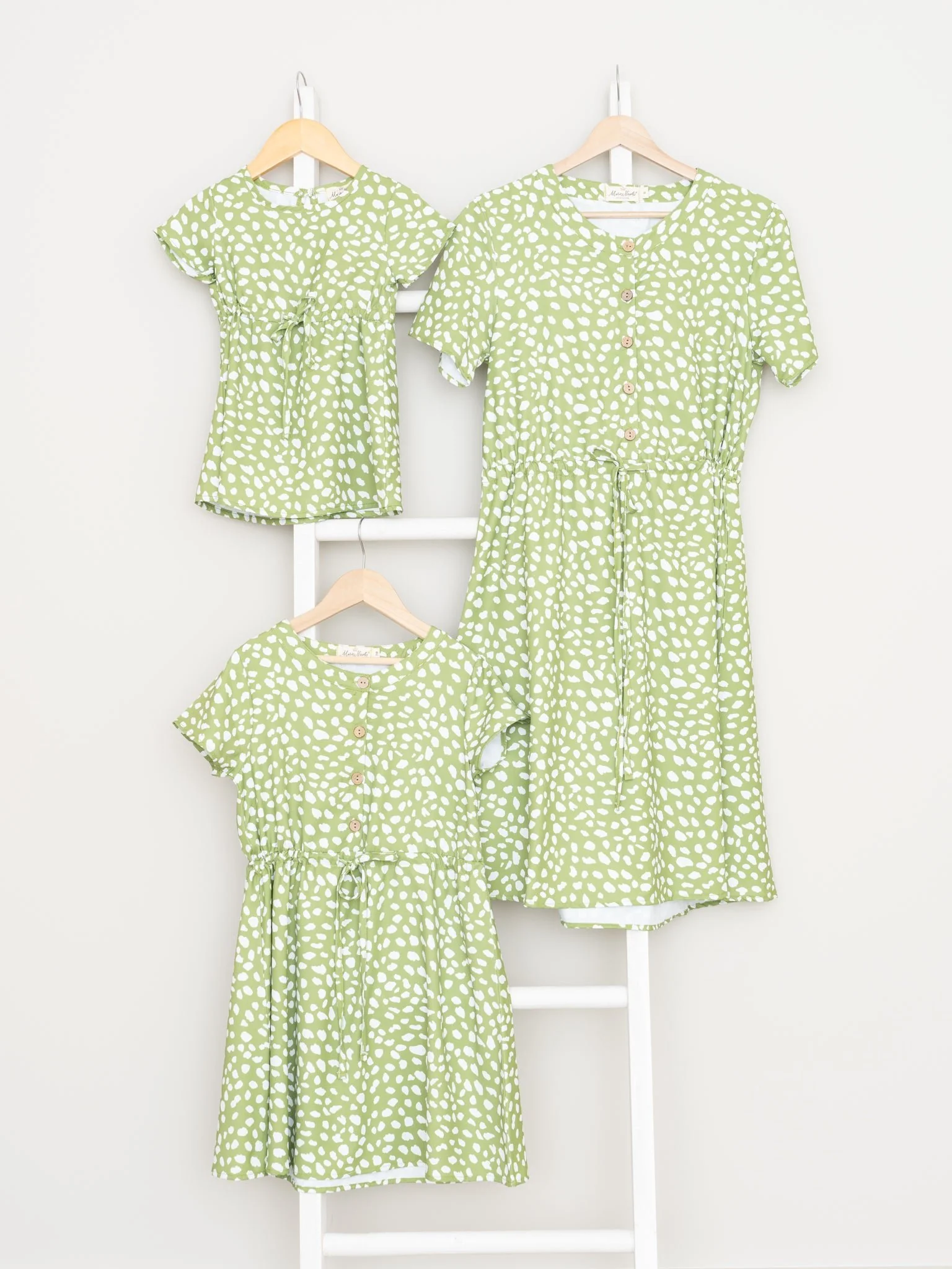 Mom & Me Green Polka Dot Tie Dress