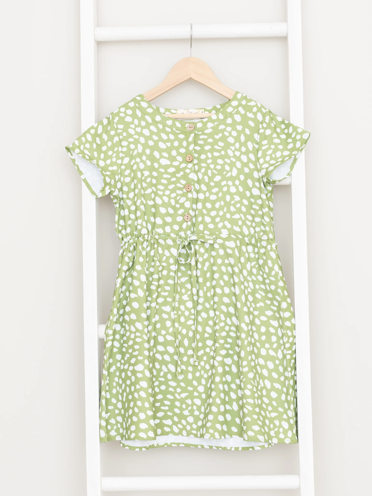 Mom & Me Green Polka Dot Tie Dress - Image 3