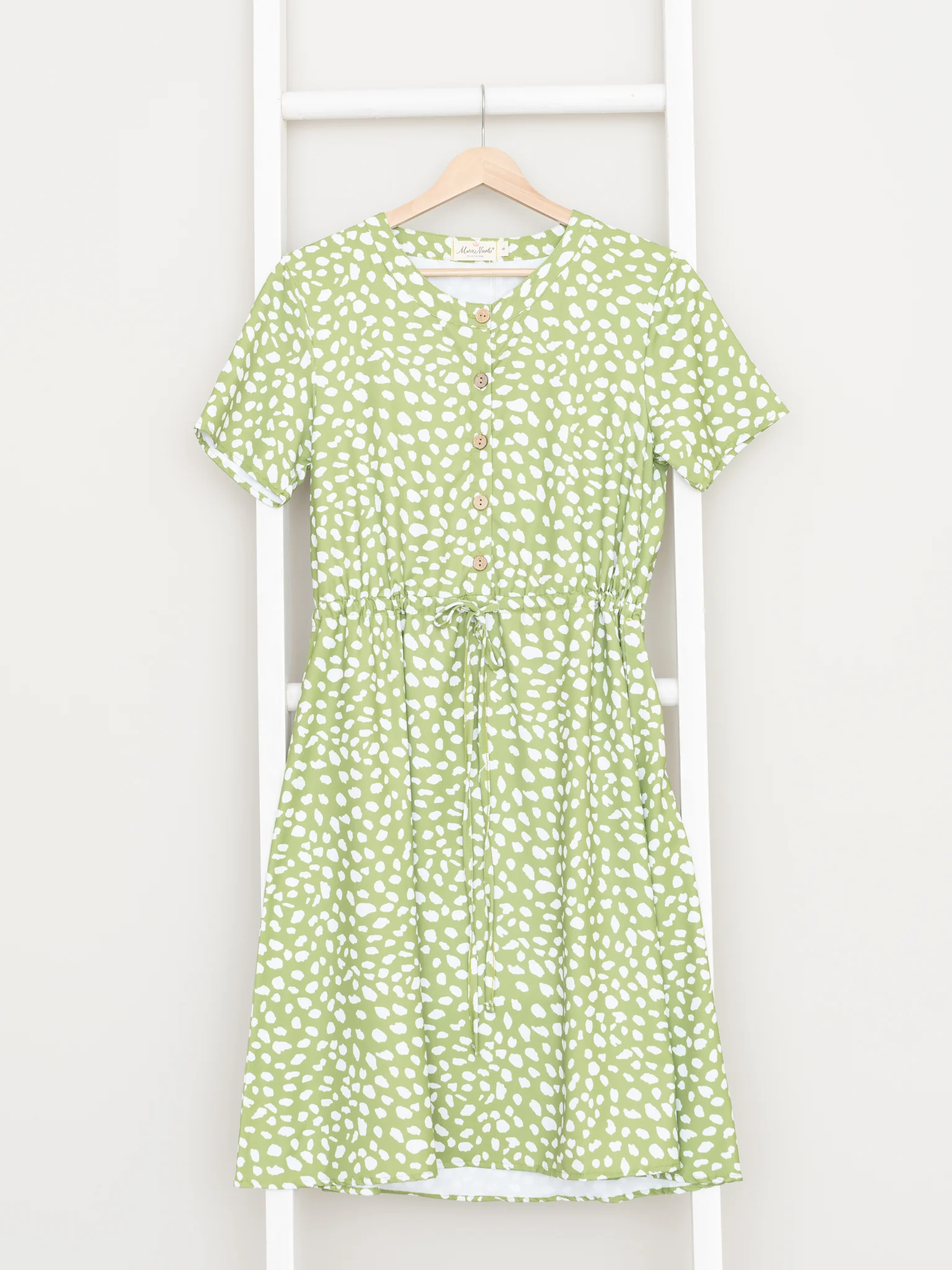 Mom & Me Green Polka Dot Tie Dress - Image 4