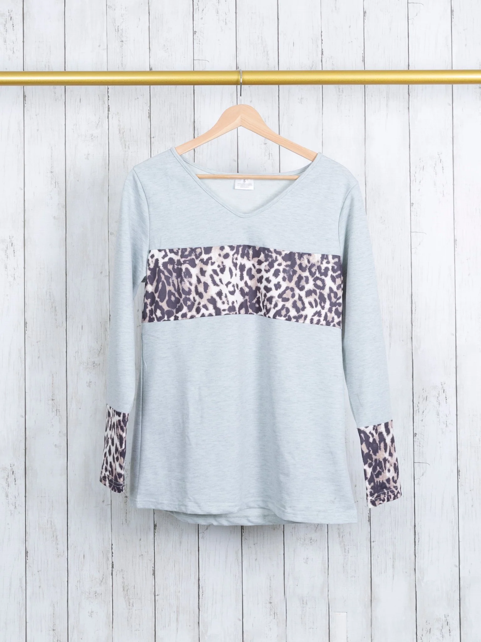 Mom & Me Grey Leopard Colorblock Top - Image 3