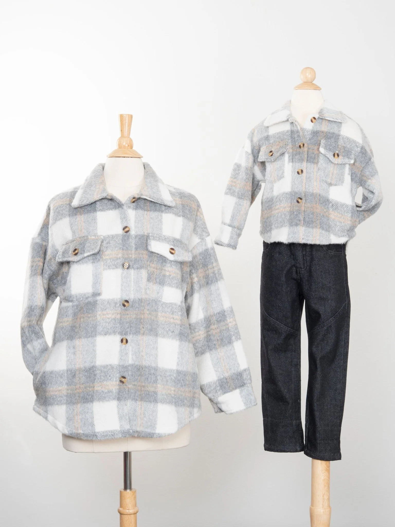 Mom & Me Grey Plaid Flannel - Image 4