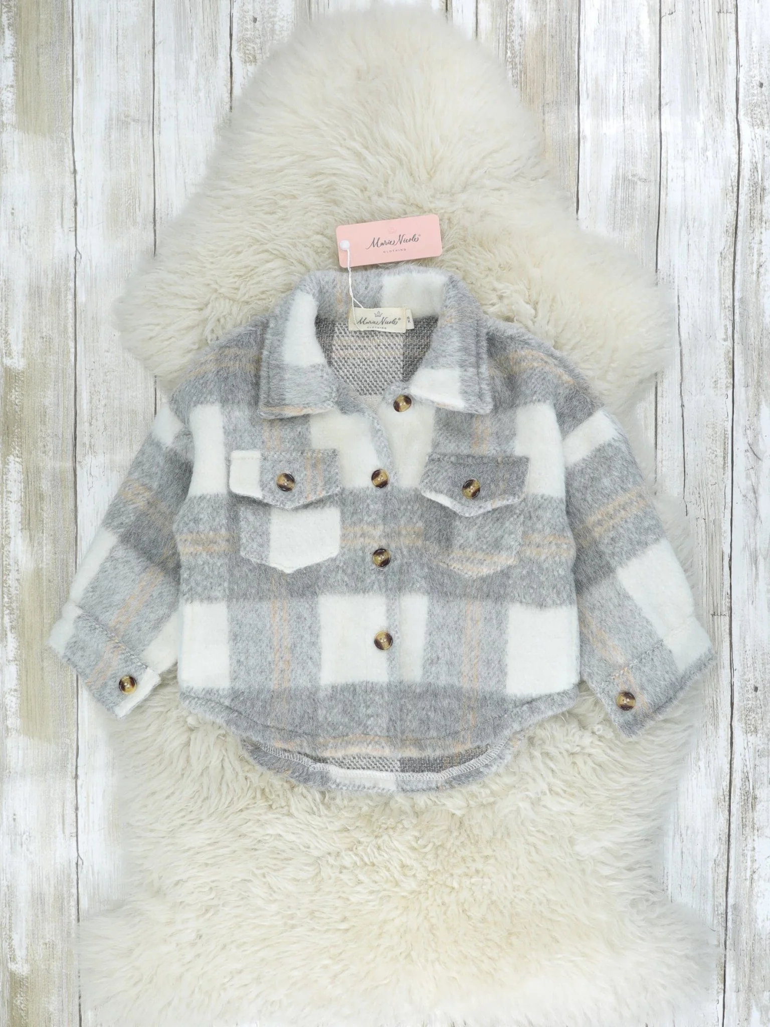 Mom & Me Grey Plaid Flannel - Image 5