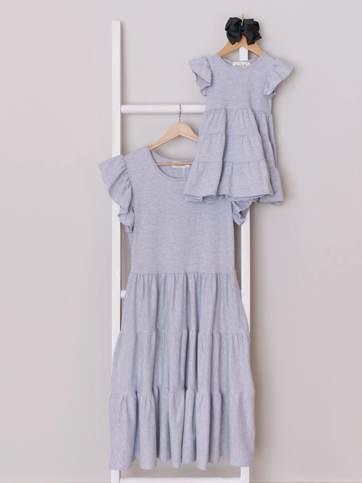 Mom & Me Grey Tiered Ruffle Dress