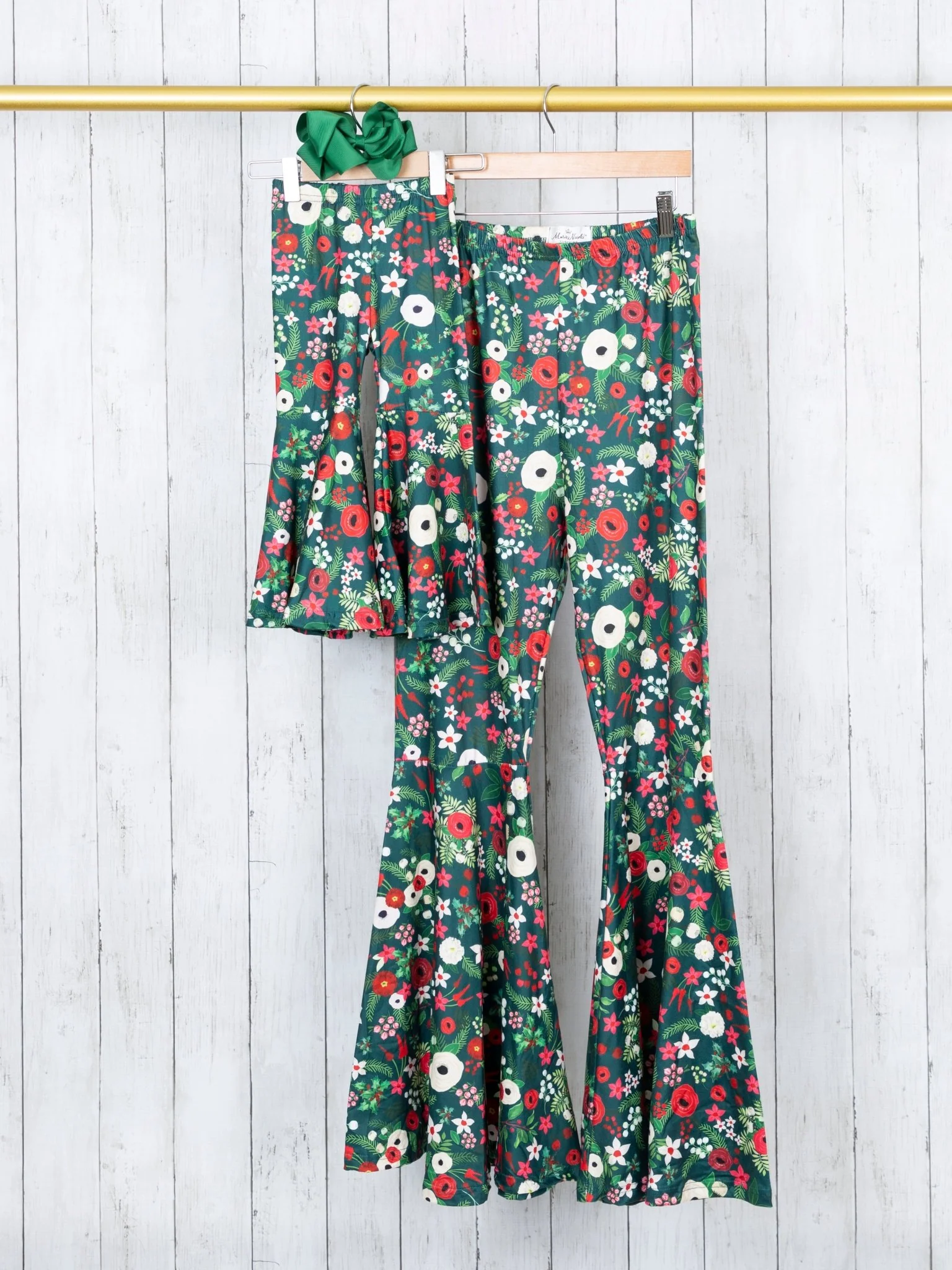 Mom & Me Hunter Green Poppy Bell Bottoms