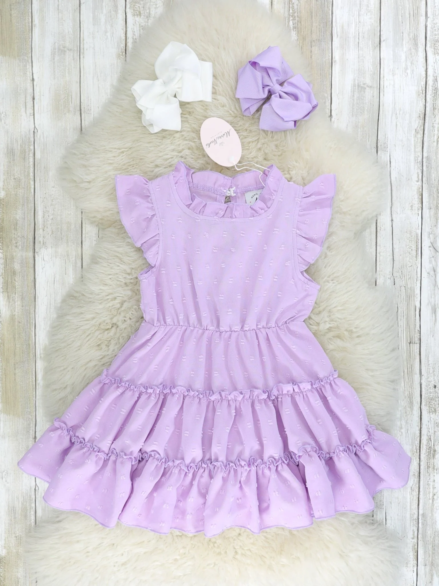 Mom & Me Lavender Tiered Mock Neck Dress - Image 2
