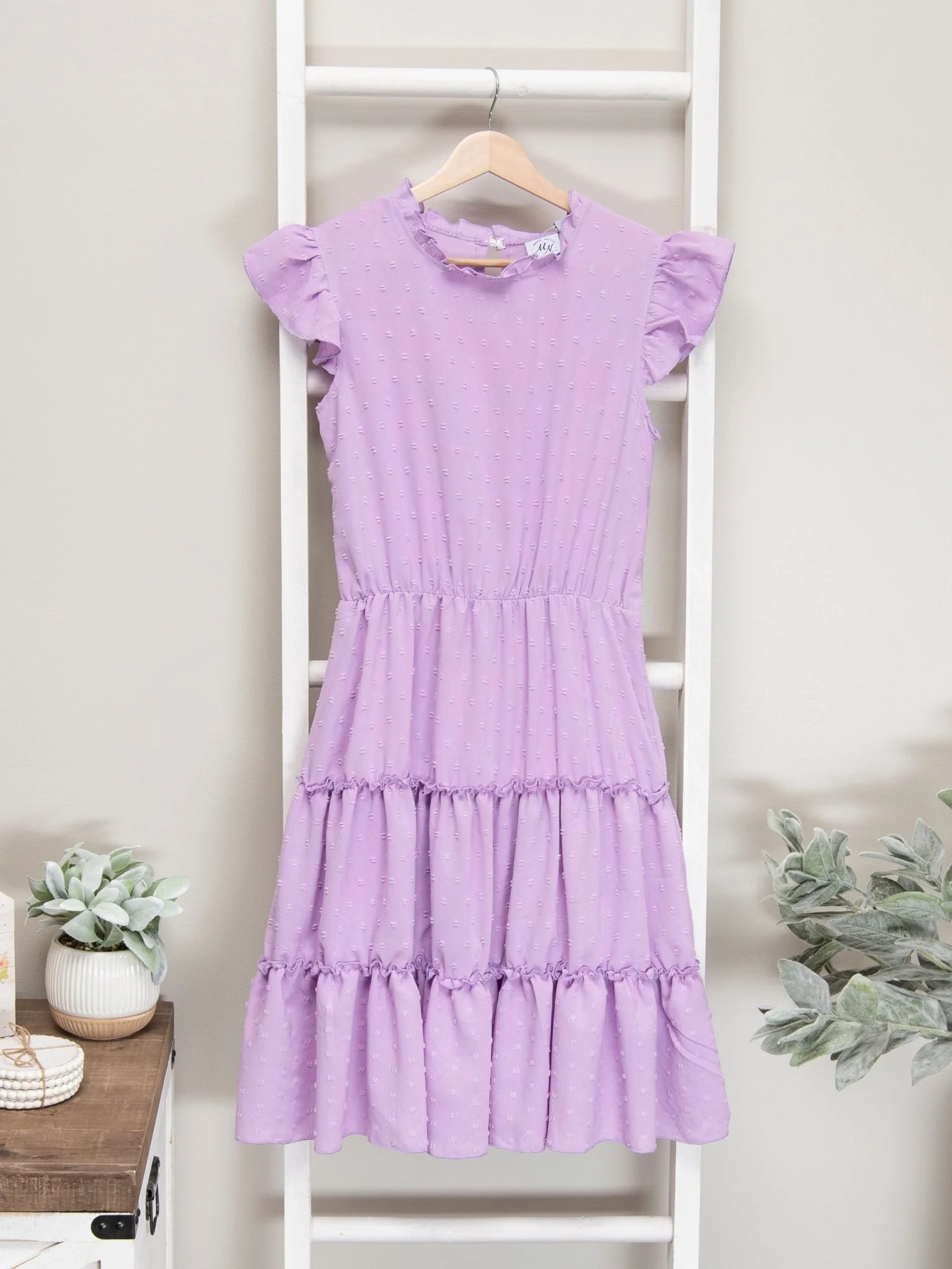 Mom & Me Lavender Tiered Mock Neck Dress - Image 3