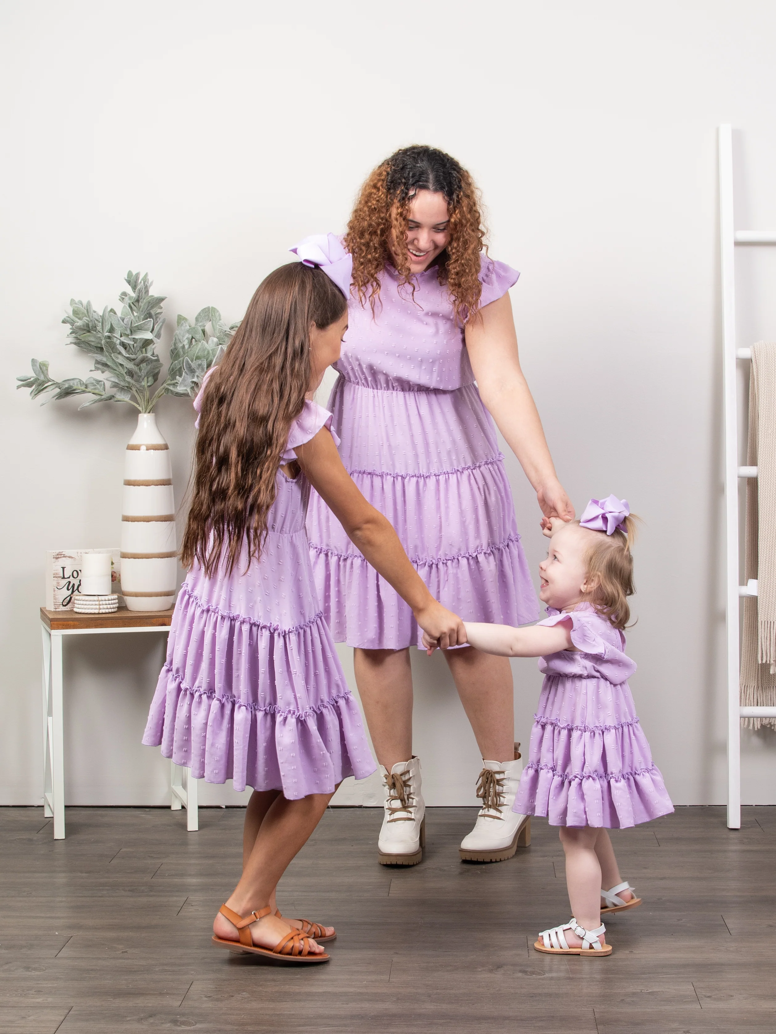 Mom & Me Lavender Tiered Mock Neck Dress - Image 6