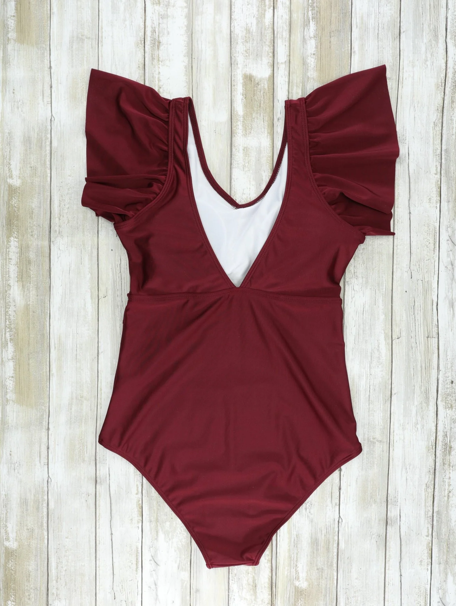 Mom & Me Maroon Ruffle Swimsuit - Image 3