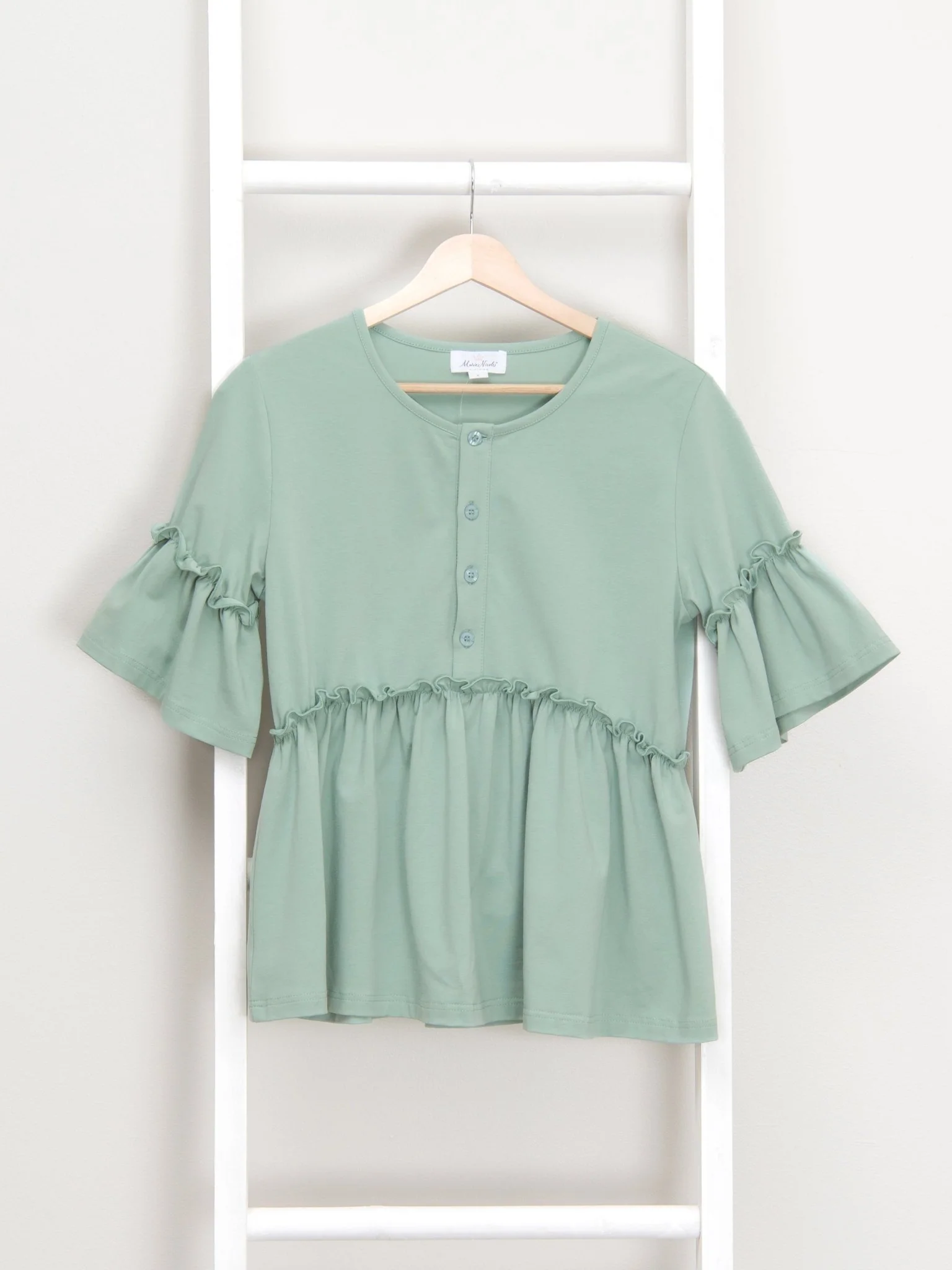 Mom & Me Mint Cotton Ruffle Tunic - Image 10