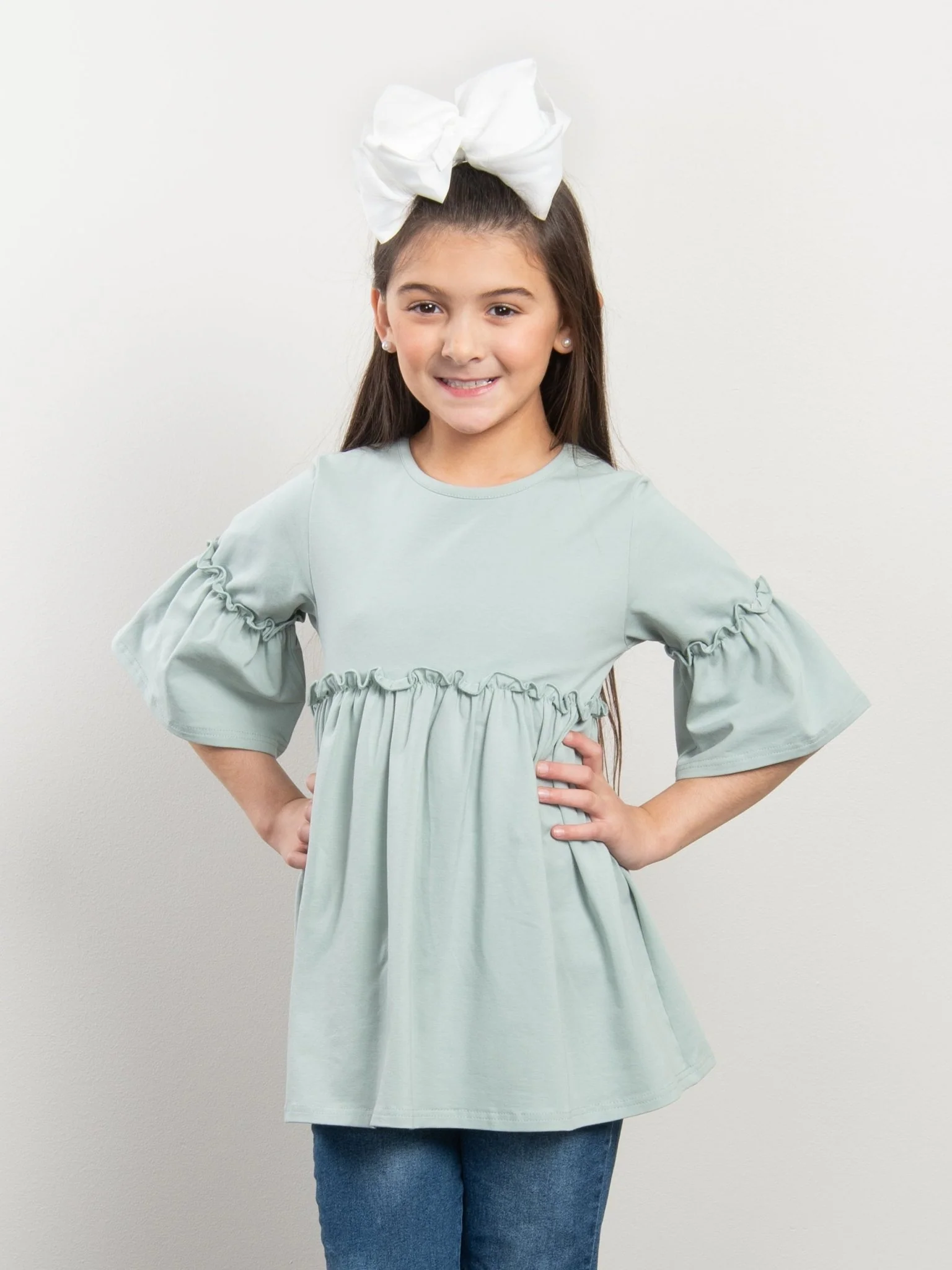 Mom & Me Mint Cotton Ruffle Tunic - Image 5