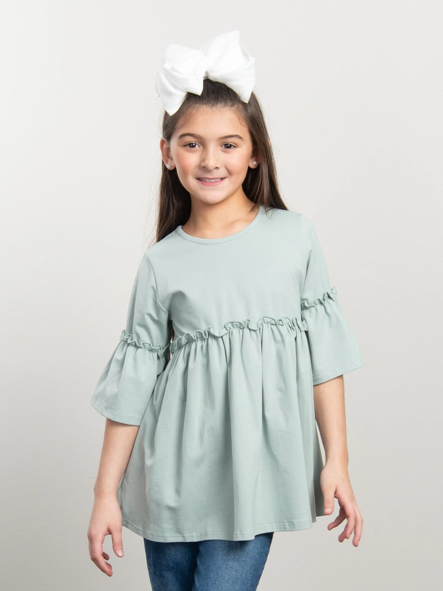 Mom & Me Mint Cotton Ruffle Tunic - Image 6